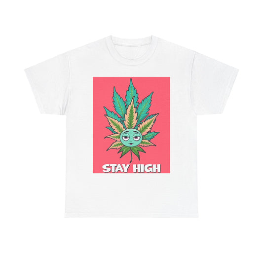 Stay High Graphic T Shirt Weed Leaf Vintage Funny Unisex Heavy Cotton Tee
