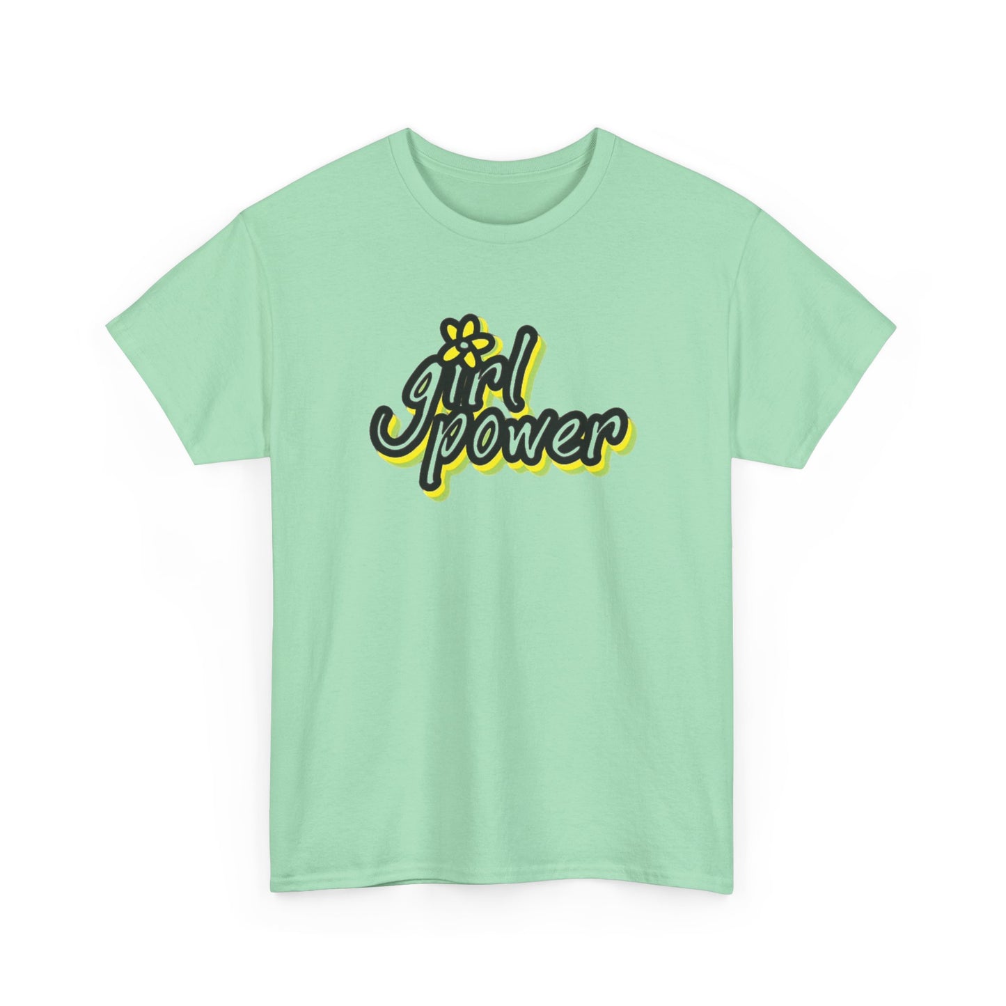 Girl Power Graphic T Shirt Girly Tee Retro Flower Power Unisex Heavy Cotton Tee