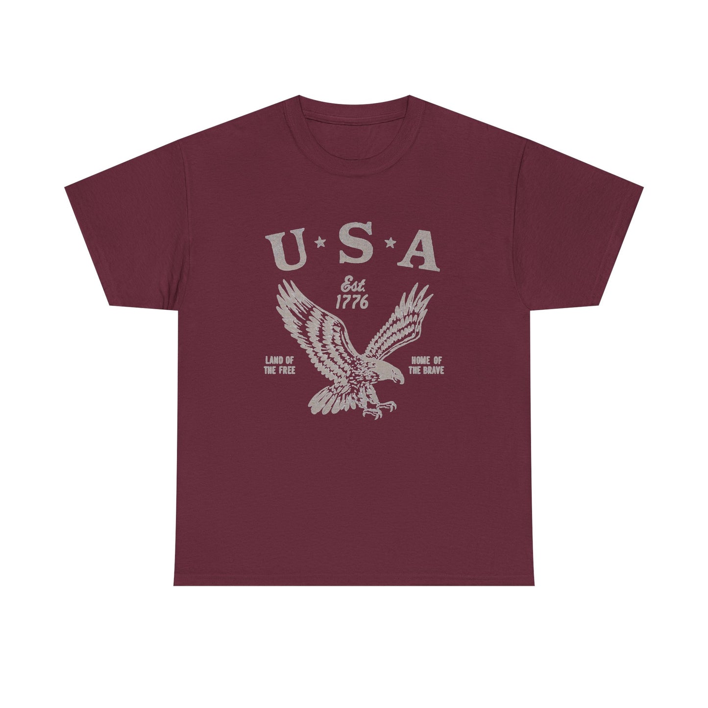 USA Bald Eagle 1776 Graphic T Shirt Men's Heavy Cotton Tee - Quality - Modern True to Size