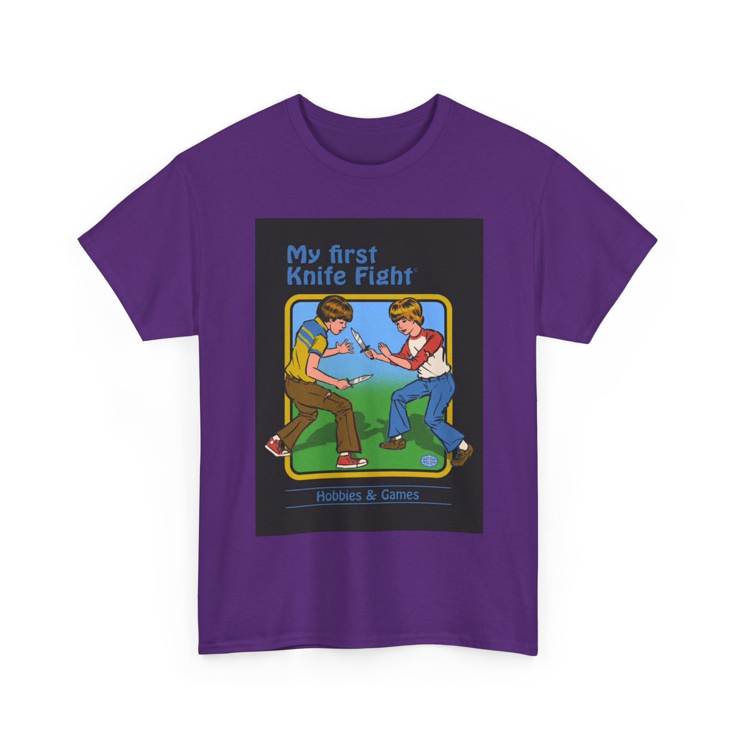 My First Knife Fight Tshirt Funny Kids Poster Retro 70s Unisex Heavy Cotton Tee