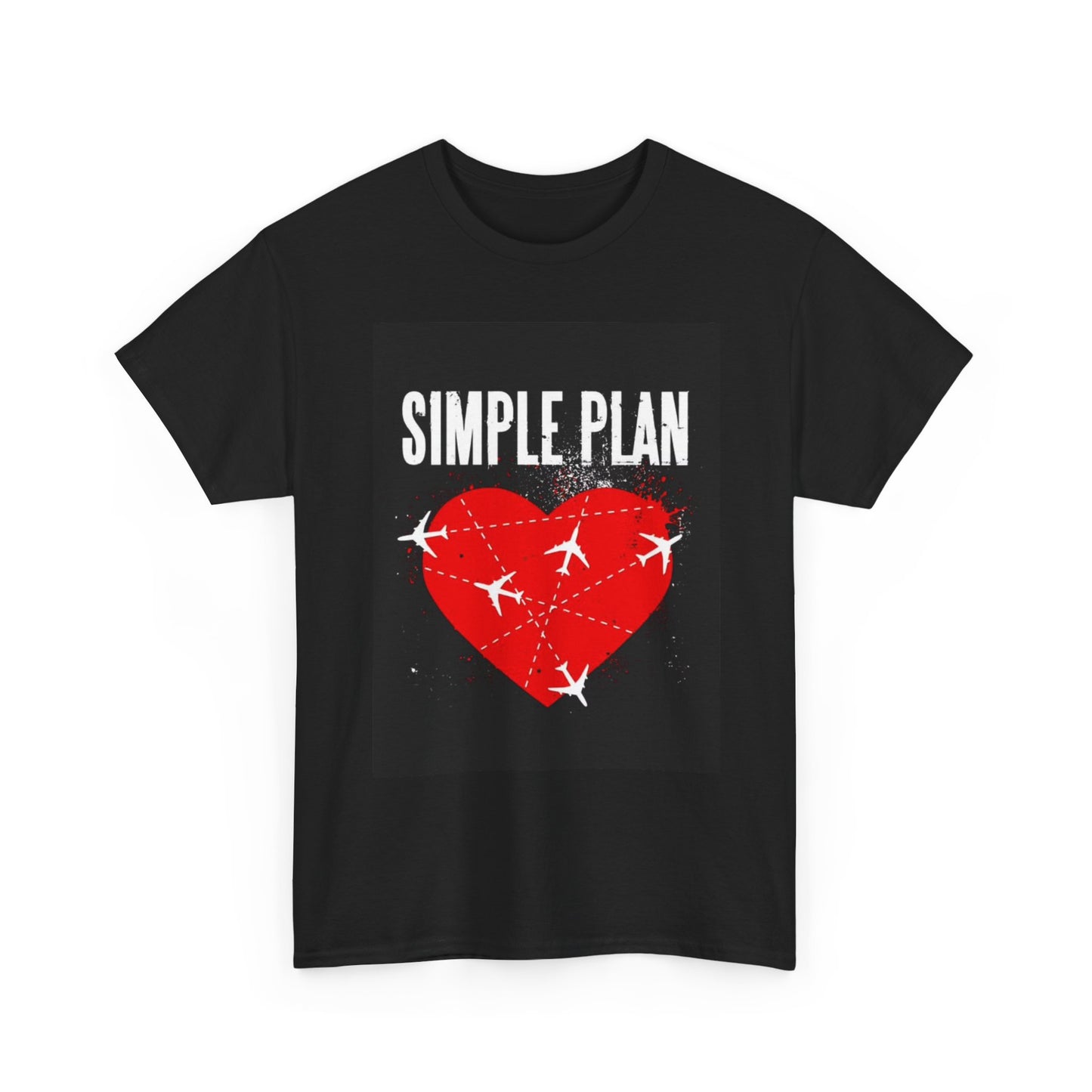 Simple plan T-shirt punk rock graphic heart love graphic Unisex Heavy Cotton Tee