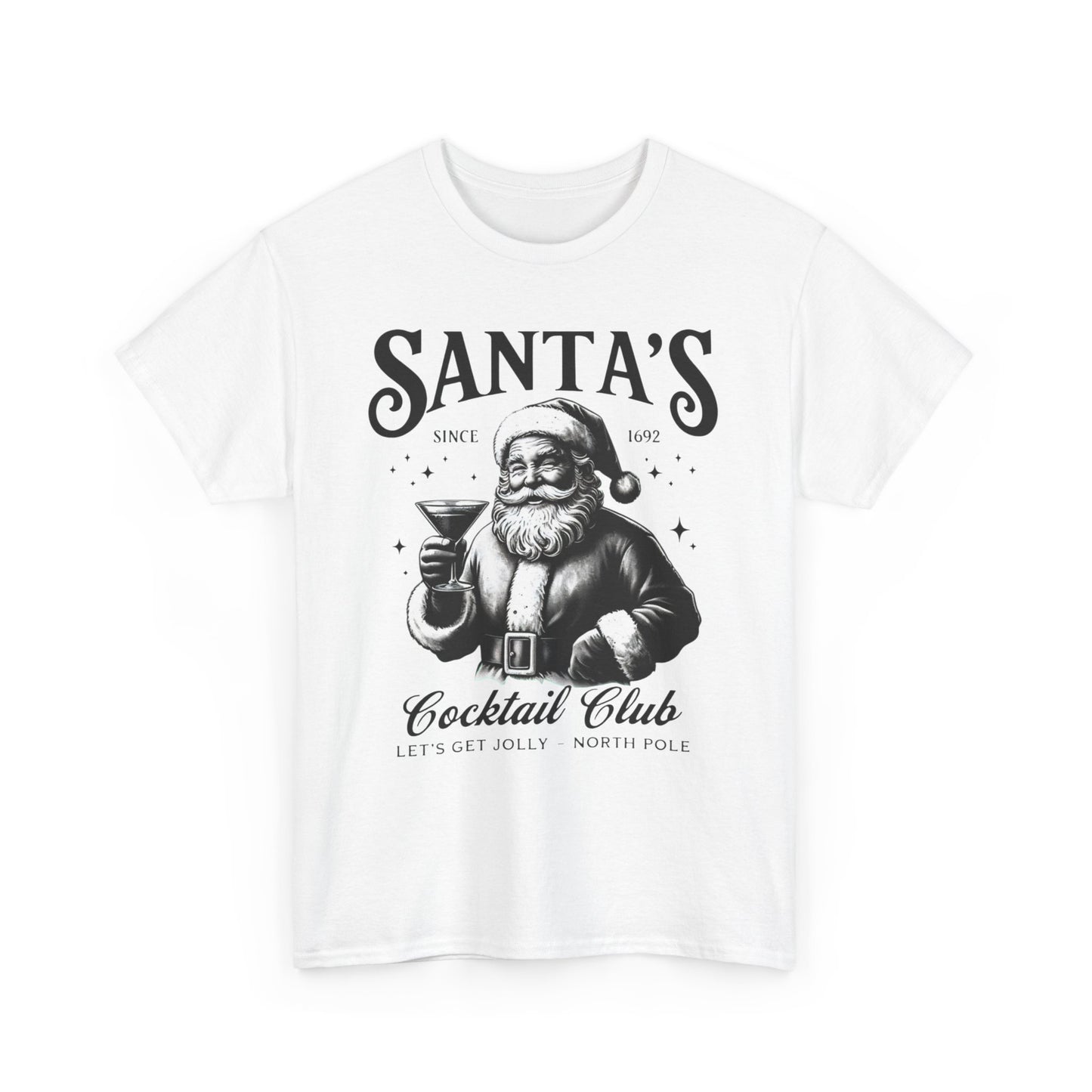 Santa's Cocktail Club Graphic T Shirt NEW Adult Tee