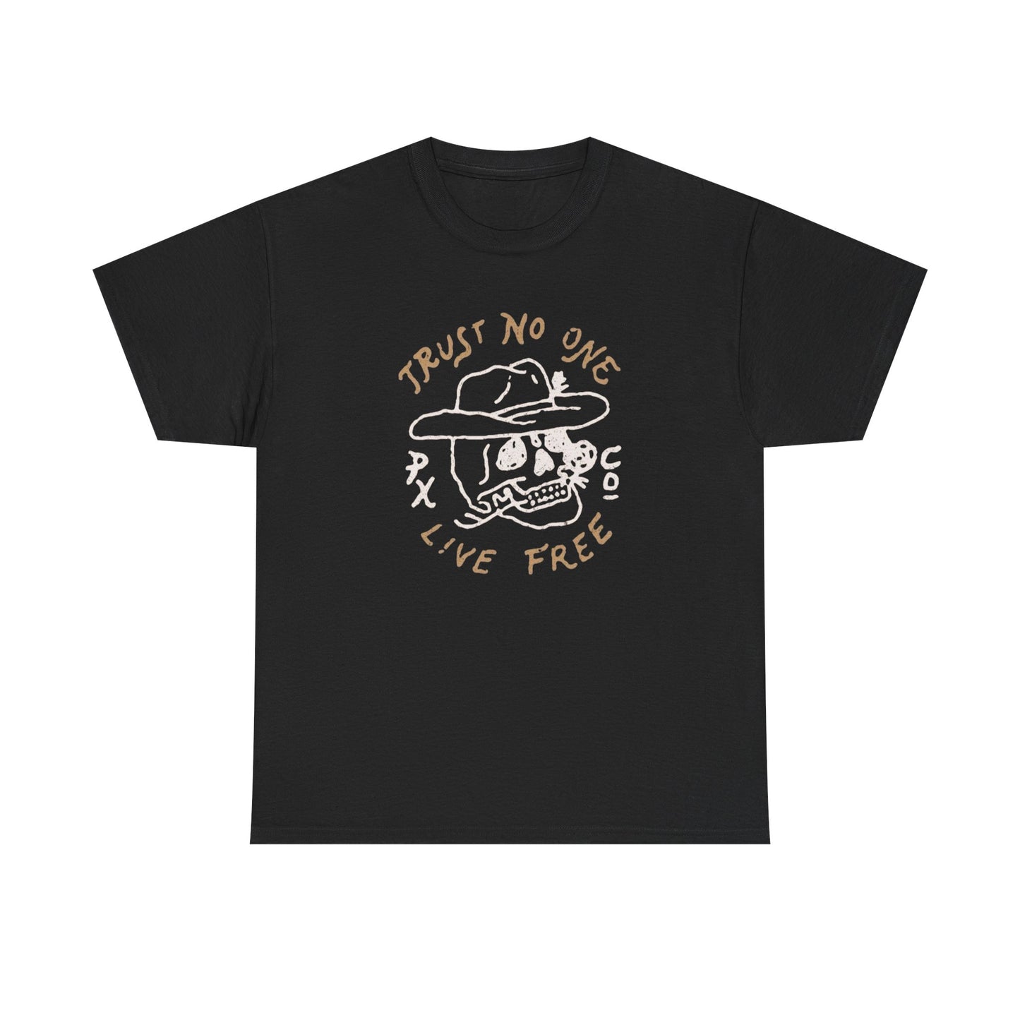 Trust No One Live Free T Shirt Unisex Heavy Cotton Tee