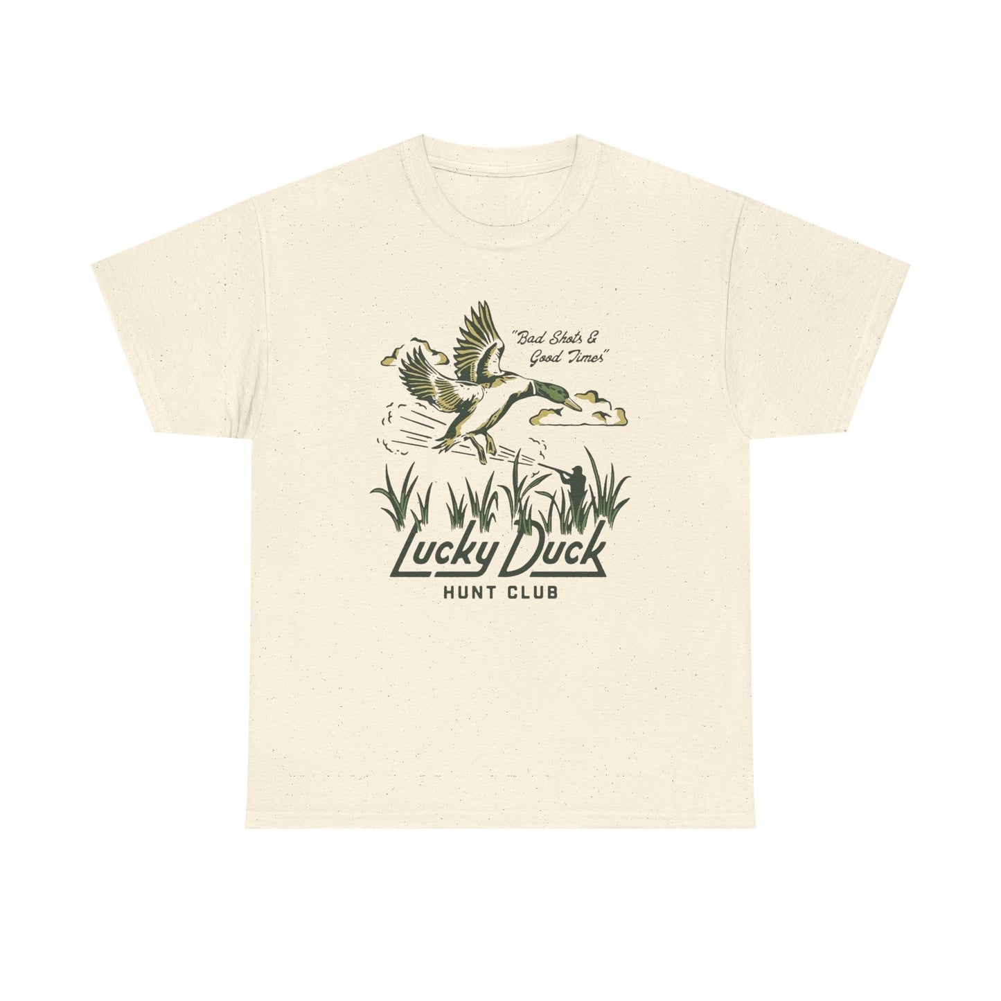 Lucky Duck Hunting Club Graphic T Shirt Unisex Heavy Cotton Tee