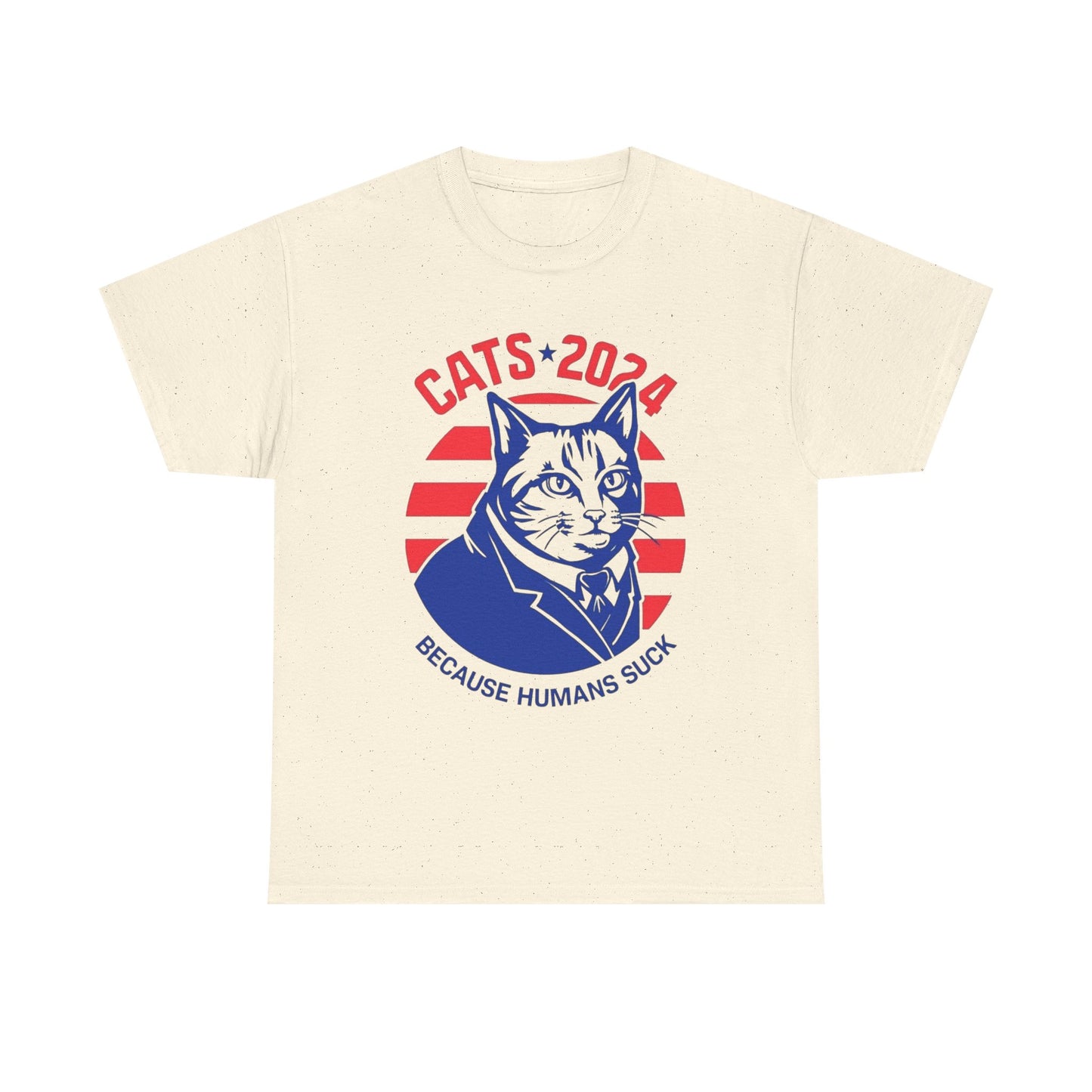 Cats 2024 Funny People Suck Graphic T Shirt Unisex Heavy Cotton Tee NEW
