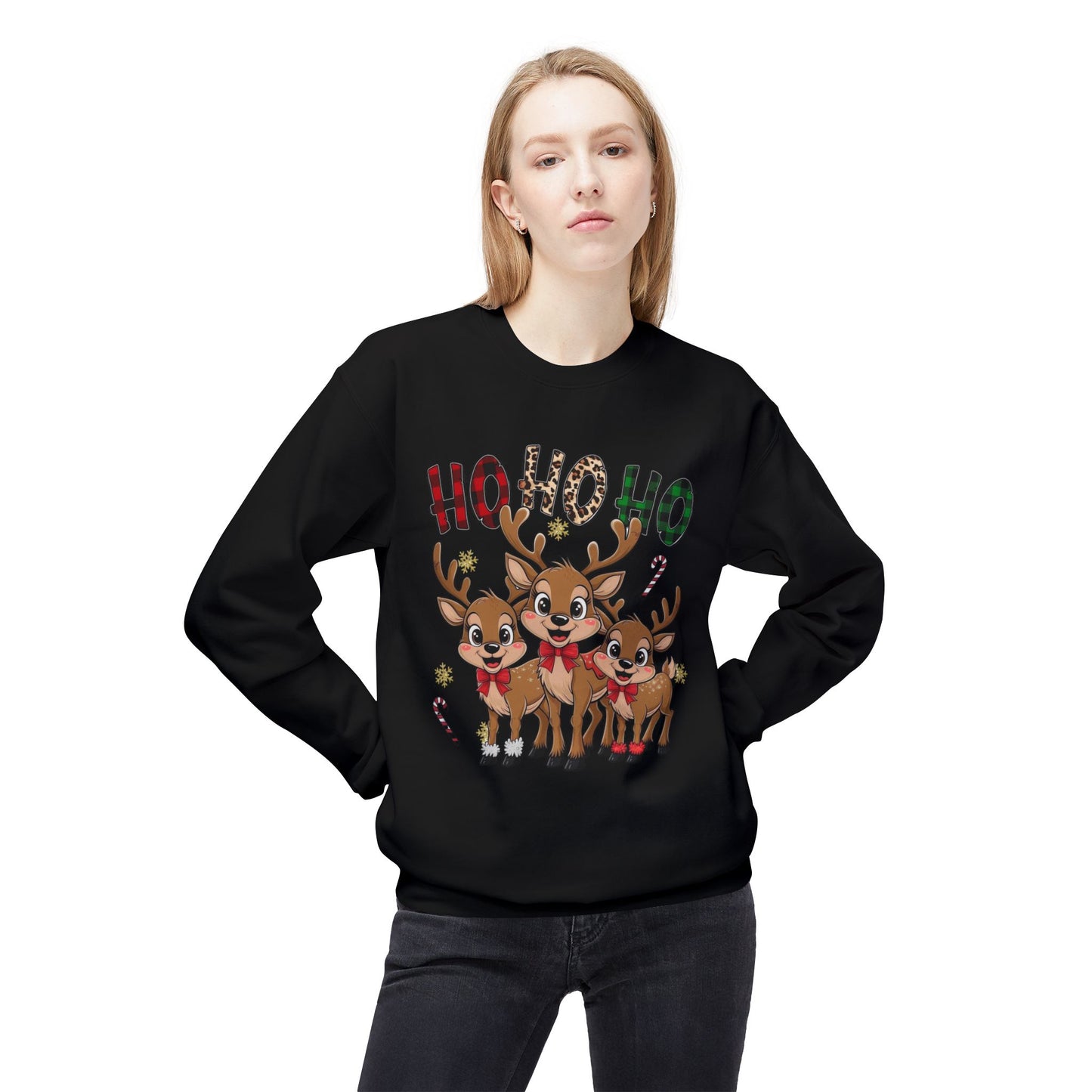 Ho Ho Ho Sweater Christmas Unisex Midweight Softstyle Fleece Crewneck Sweatshirt