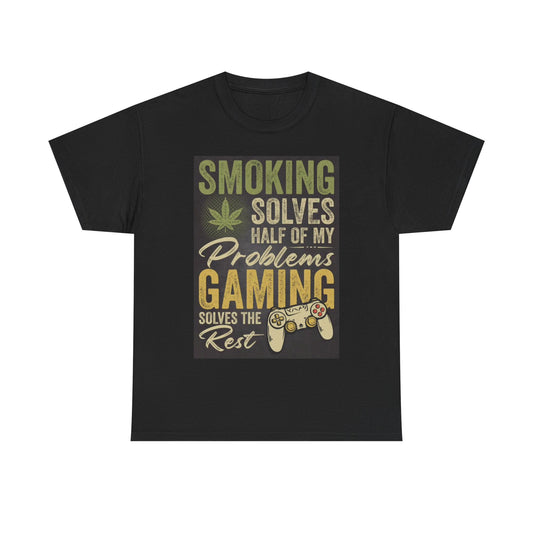 Weed and Gaming Tshirt Gaming Life gamer Weed Leaf Unisex Heavy Cotton Tee