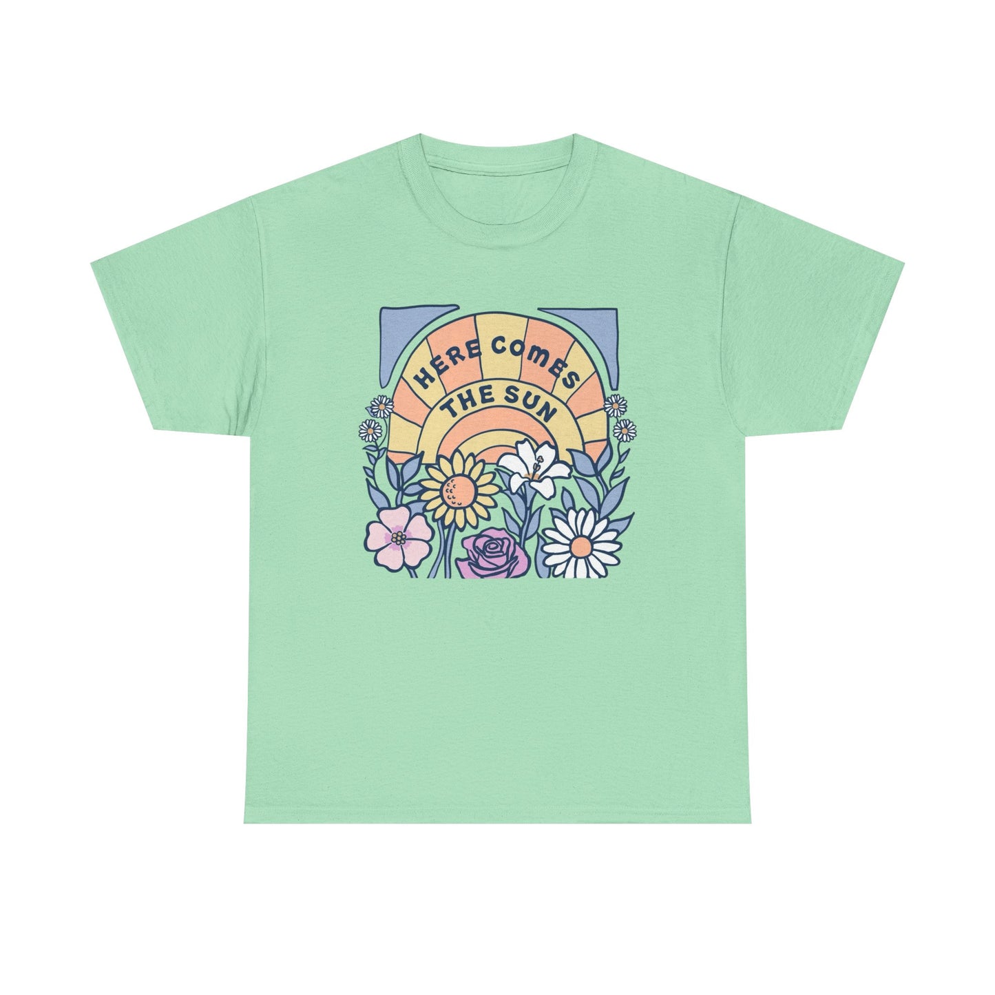 Here Comes The Sun Graphic T Shirt NEW Adult Unisex Heavy Cotton Tee