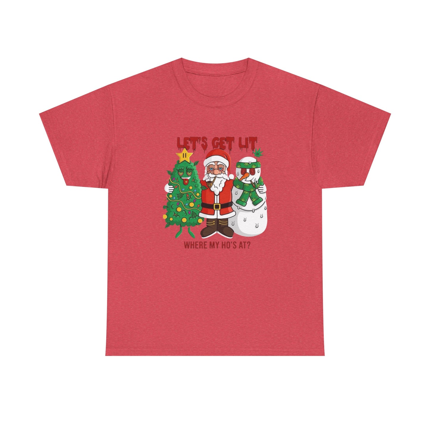 Lets Get Lit This Christmas Graphic T Shirt NEW GIFT Unisex Heavy Cotton Tee
