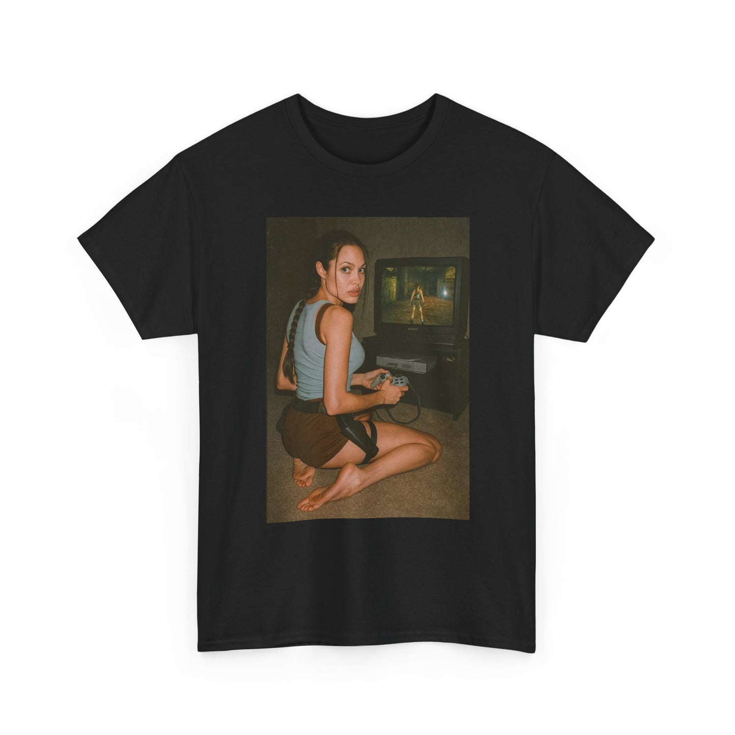 Tomb raider Graphic T Shirt Vintage Lara Croft Funny  Unisex Heavy Cotton Tee