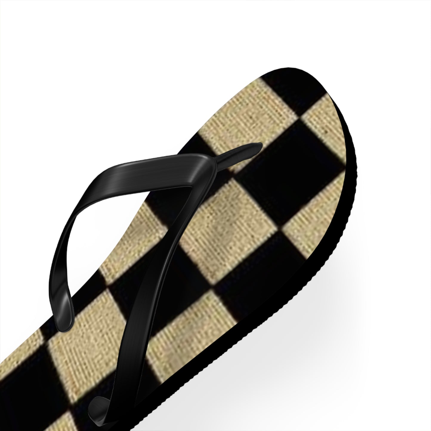 Black And Tan Checkered Beach Sandals, Slides for Summer, Flip Flops