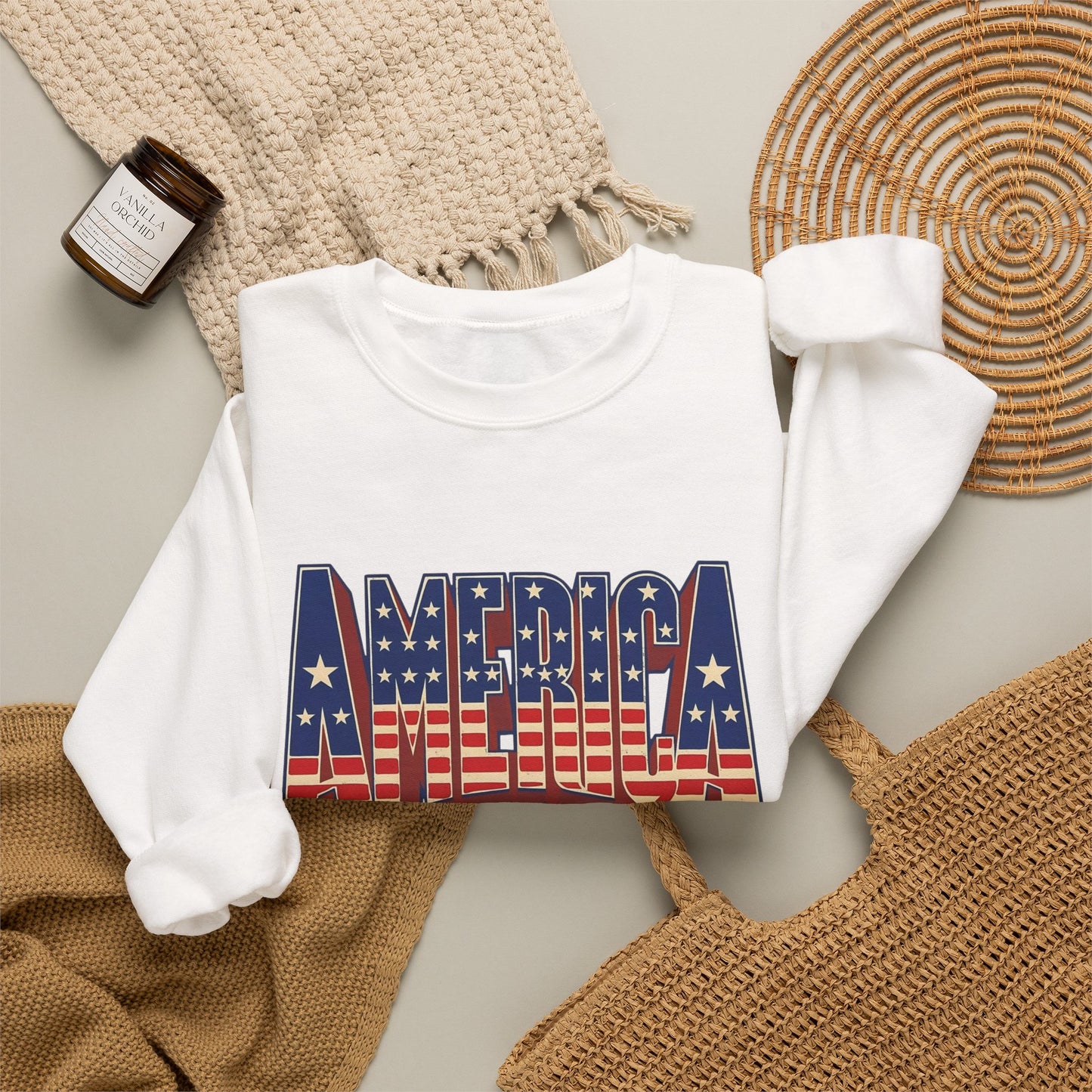 America Graphic USA Retro Sweater NEW Unisex Heavy Blend™ Crewneck Sweatshirt