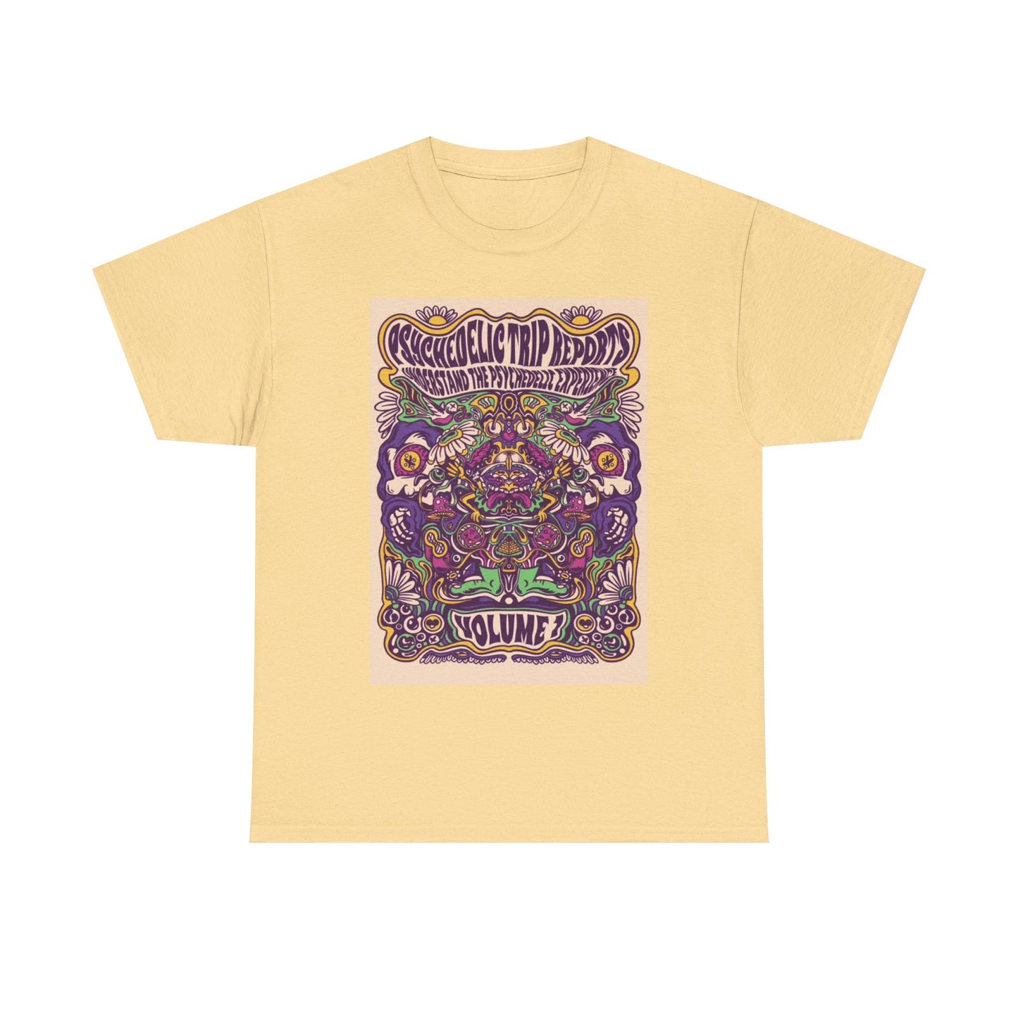 Mushroom Tshirt Trippy Psychedelic groovy 70s art poster Unisex Heavy Cotton Tee