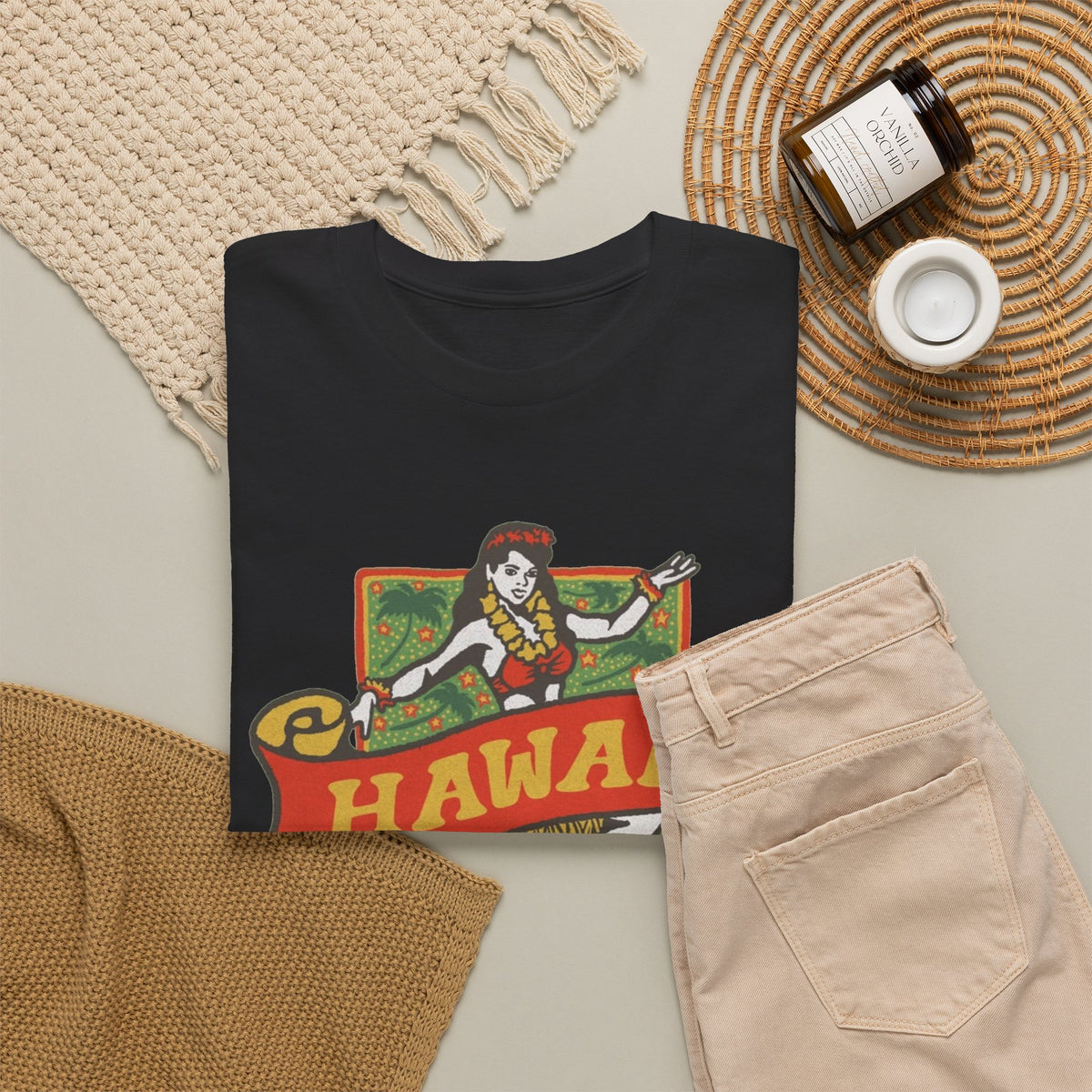 Vintage Hawaii Hula Dancer Graphic T-Shirt Men's Graphic Tee