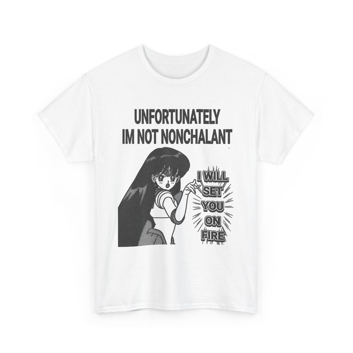 Anime Girl Fire Quote T-Shirt Men's Graphic Tee