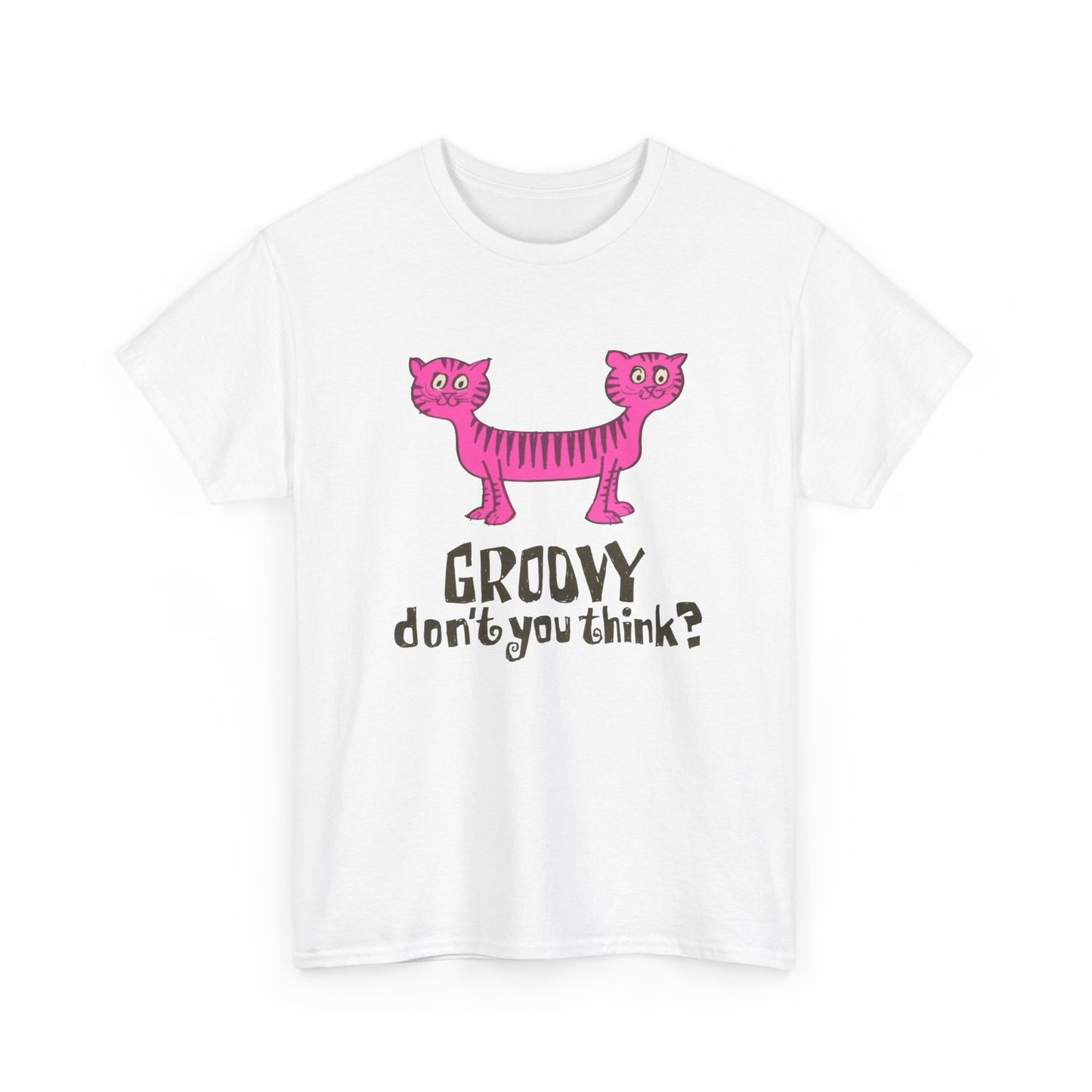 Groovy Cat Graphic T Shirt Unisex Heavy Cotton Tee Gift