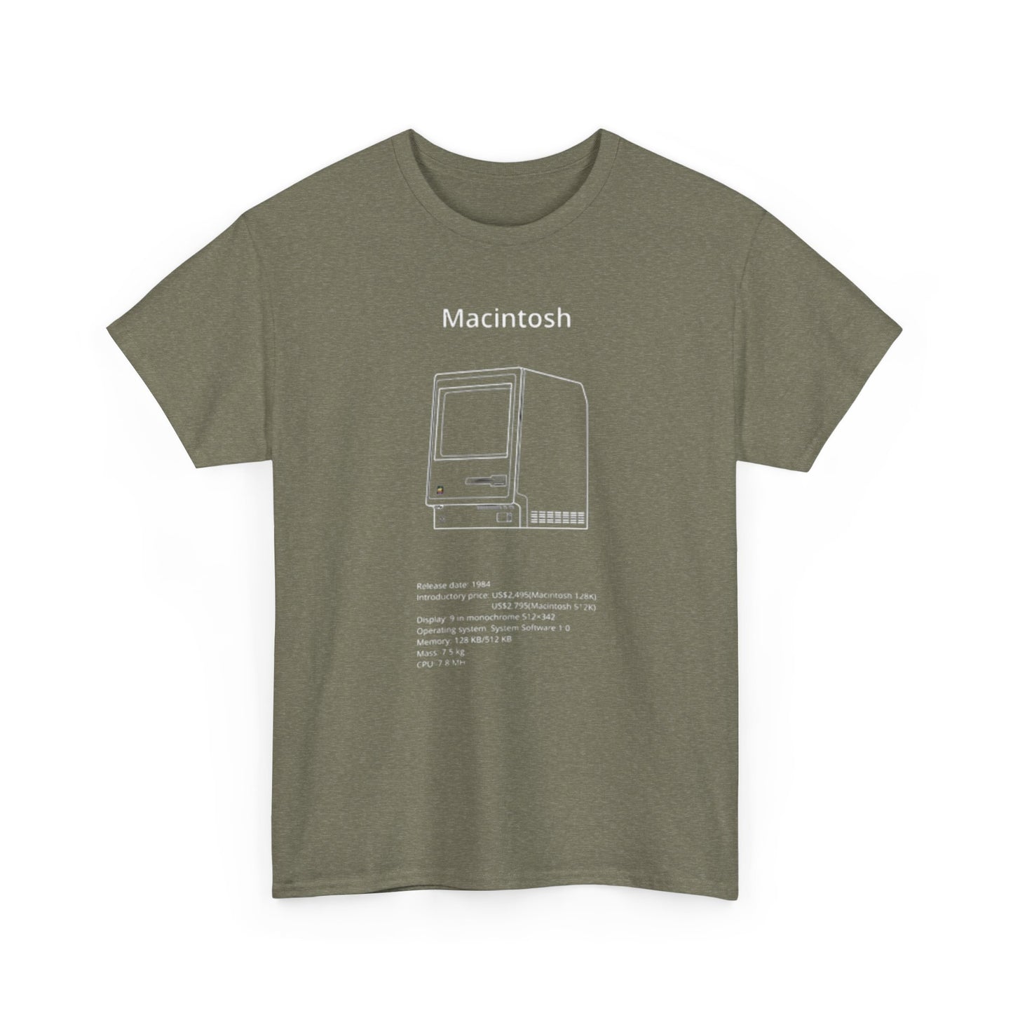 Macintosh Computer Graphic T Shirt Retro Tech Unisex Heavy Cotton Tee