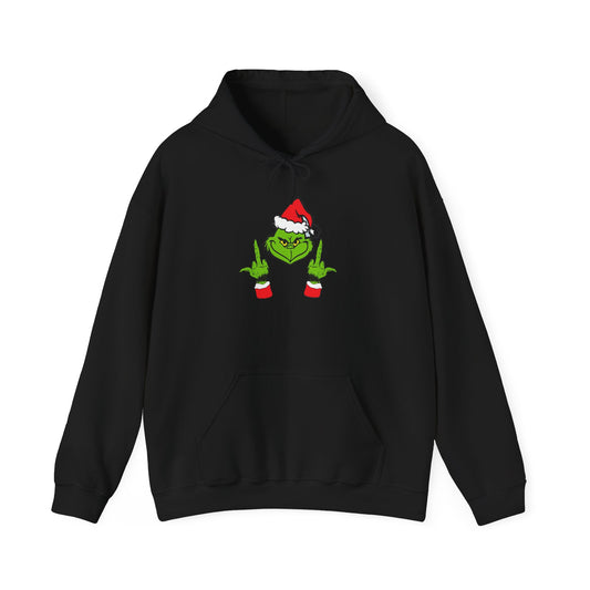 Grinch middle finger funny Christmas Santa Unisex Heavy Blend™ Hooded Sweatshirt