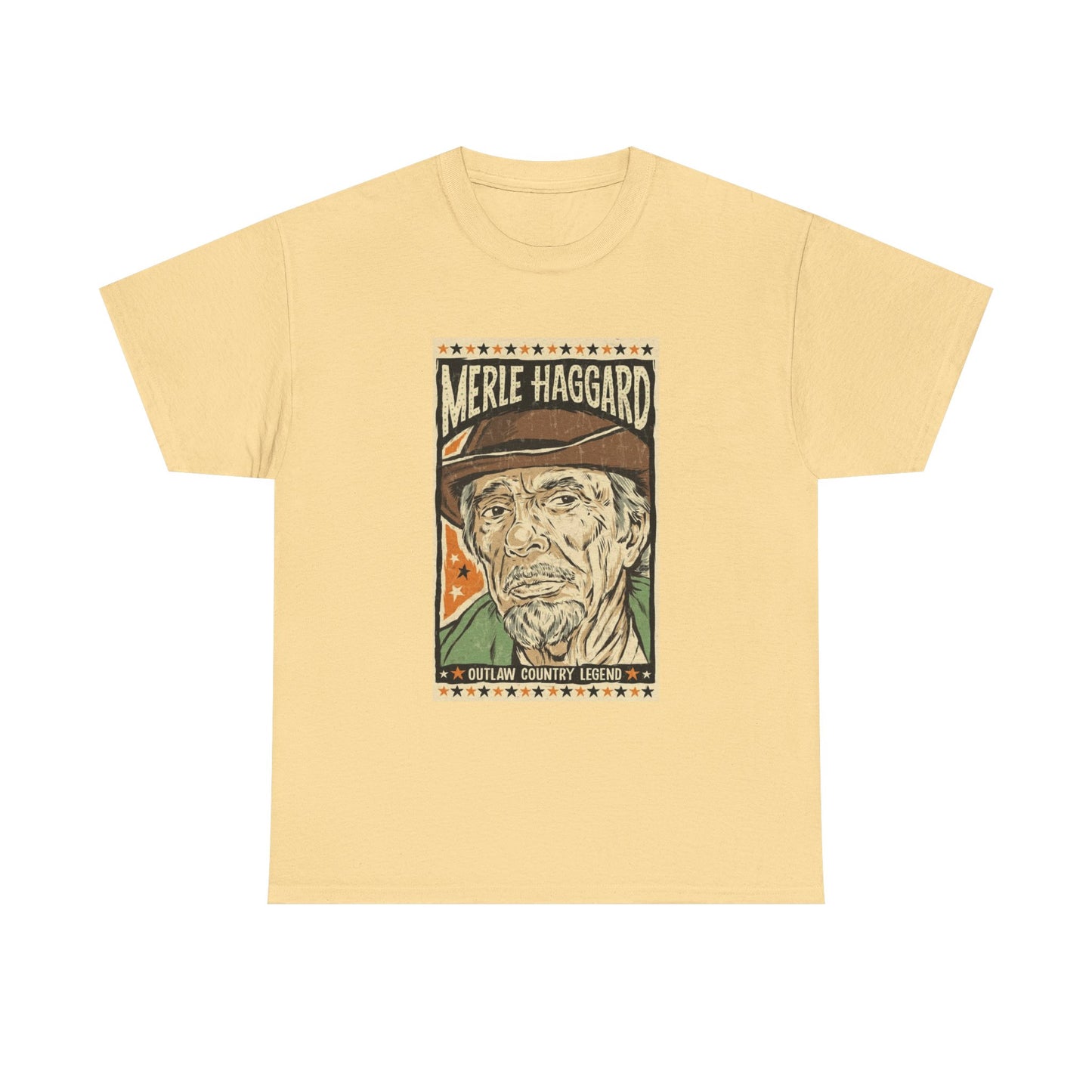 Merle Haggard Tshirt Outlaw Country Vintage Poster Unisex Heavy Cotton Tee