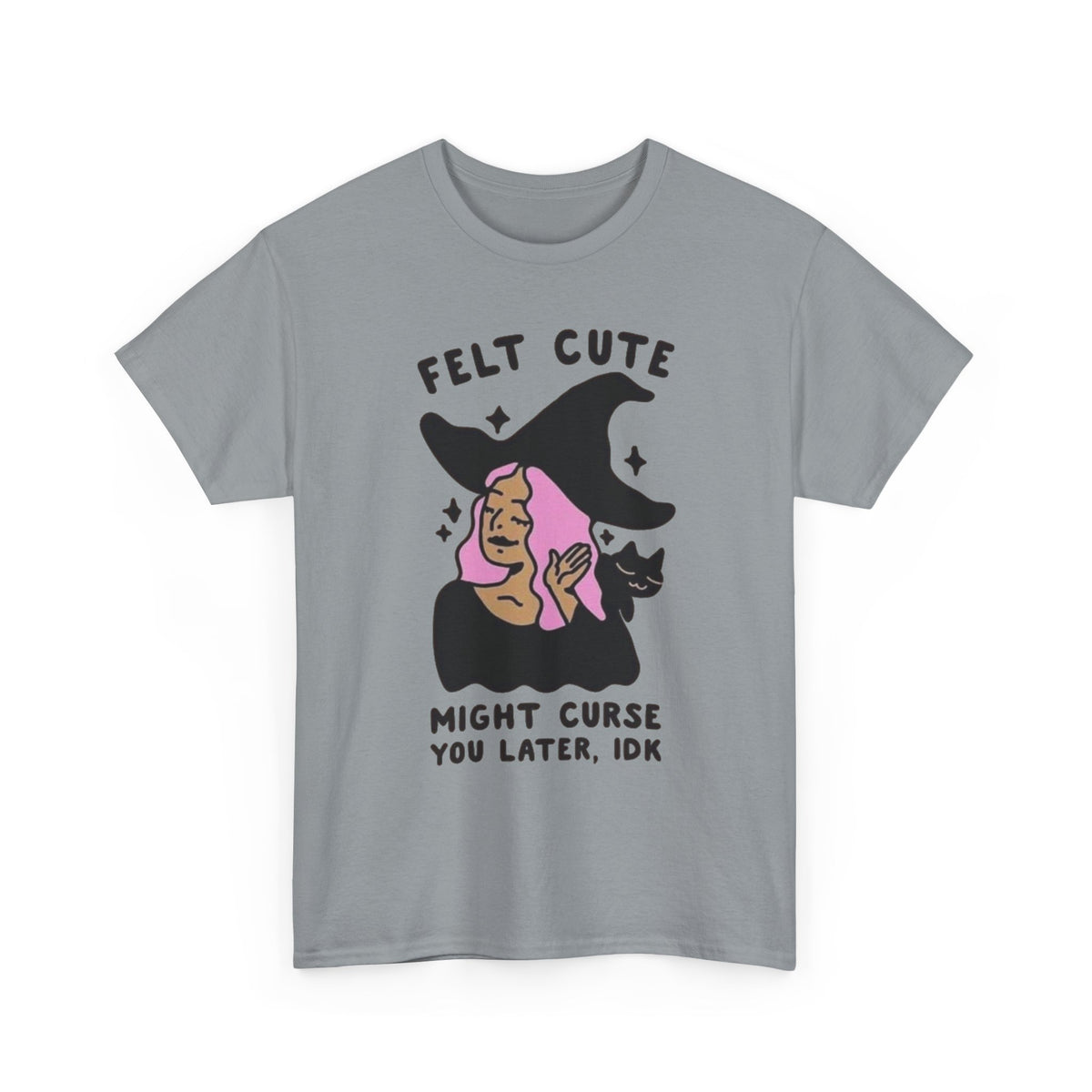 Funny Witch Graphic T Shirt Women's Felt Cute Jokes Heavy Cotton Tee