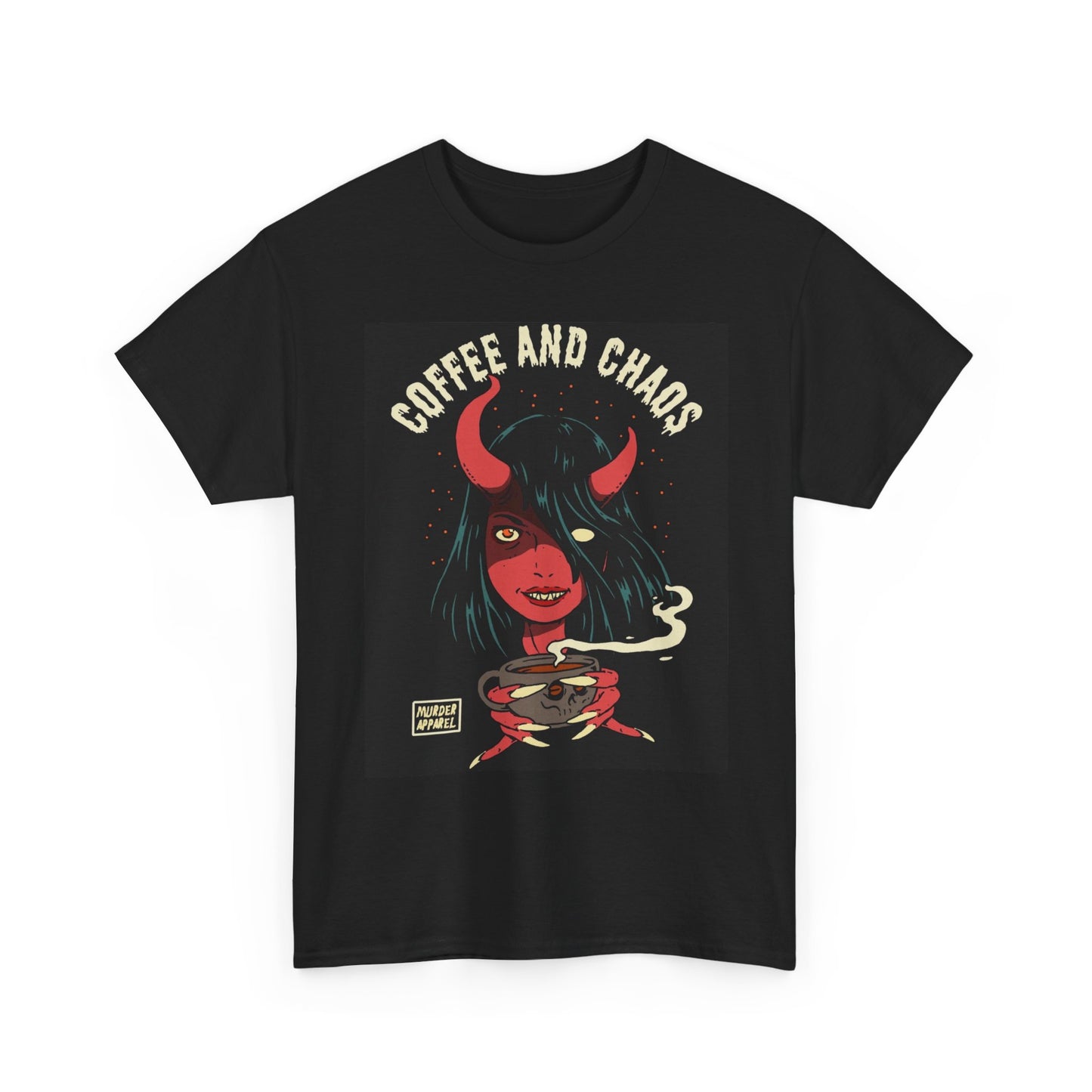 Coffee And Chaos Graphic T Shirt Unisex Heavy Cotton Tee
