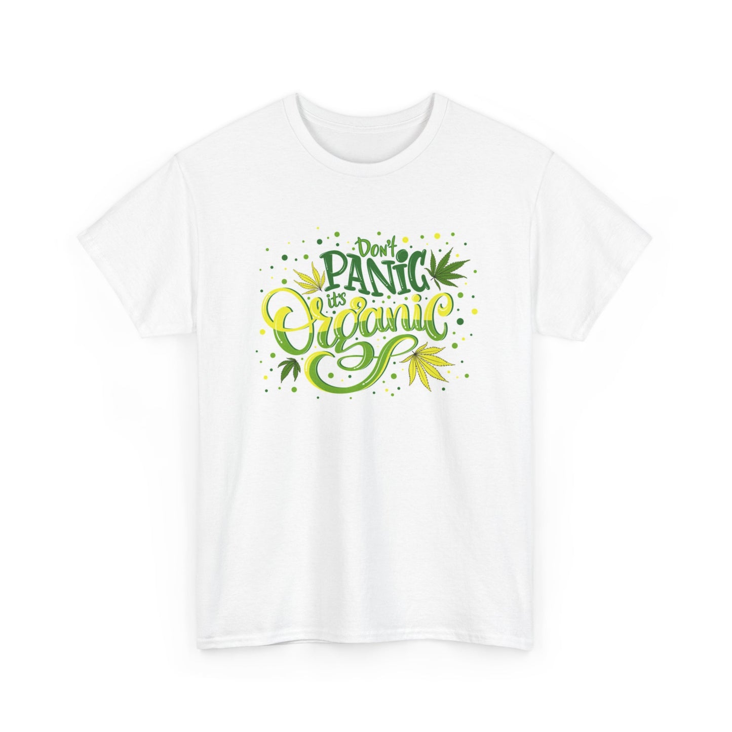 Don't Panic Its Organic T shirt Retro Funny Weed Graphic Unisex Heavy Cotton Tee