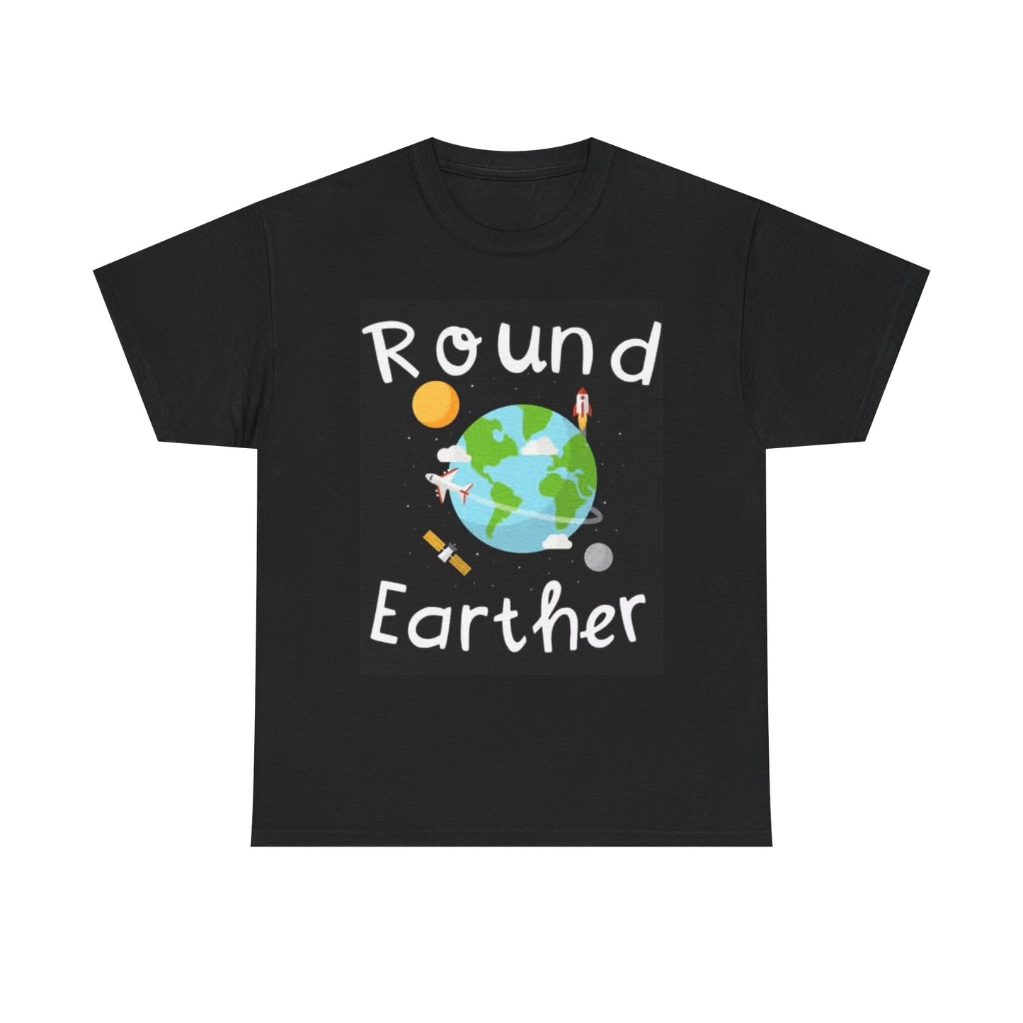 Round Earther Graphic T Shirt Funny Science Space Unisex Heavy Cotton Tee