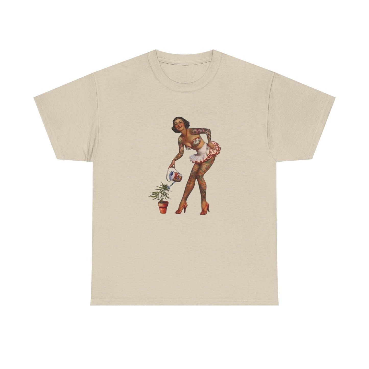 Pinup Model Weed Love Graphic T-Shirt Womens Comfy Cotton Tee NEW