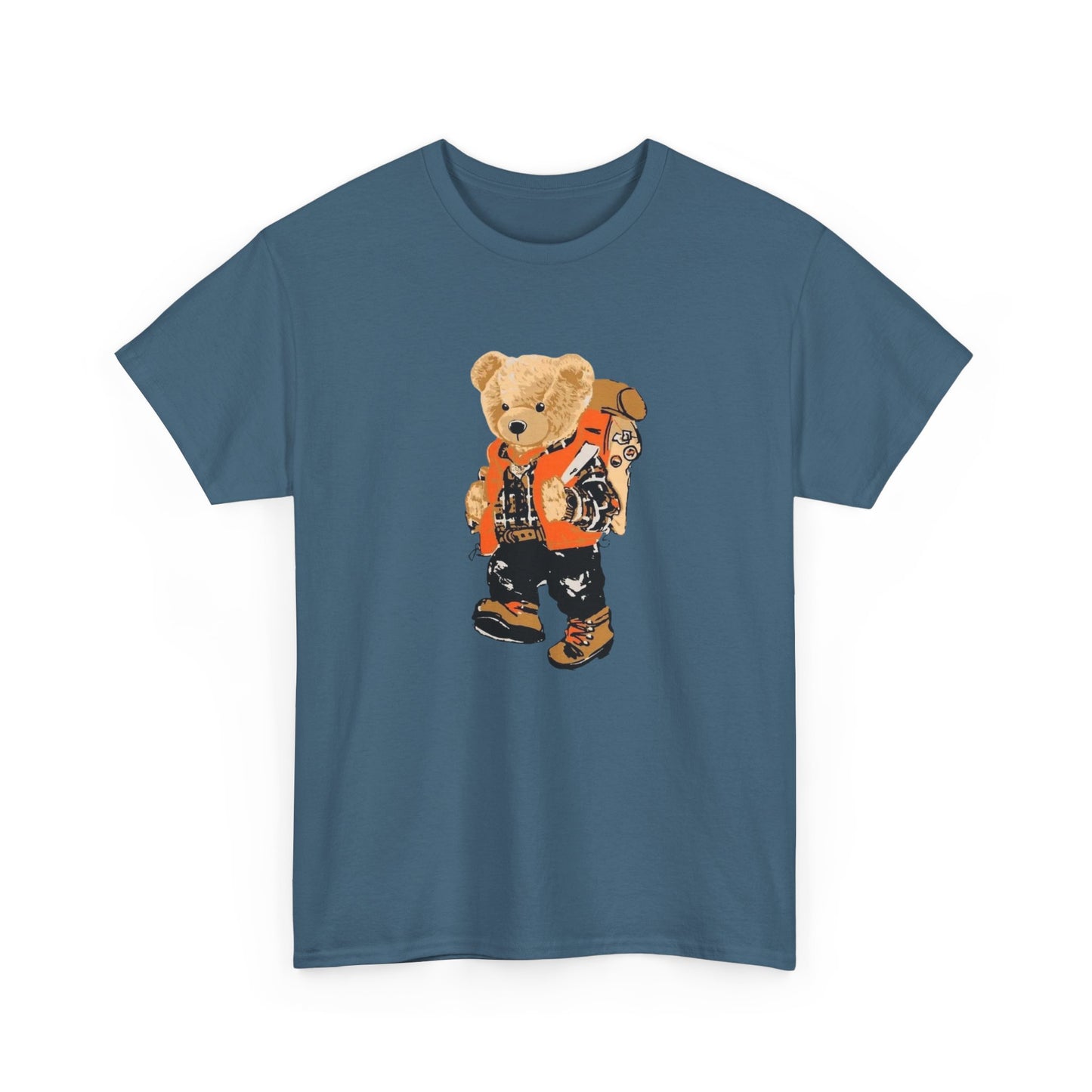 Camping Teddy Bear Graphic T Shirt Unisex Heavy Cotton Tee Gift Vintage