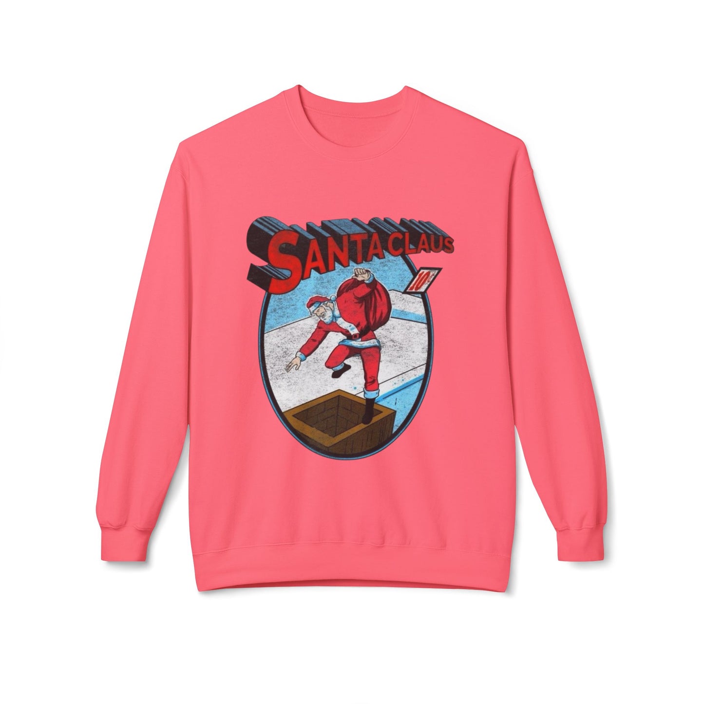 Santa Clause Cartoon Sweater NEW Unisex Fleece Crewneck Sweatshirt