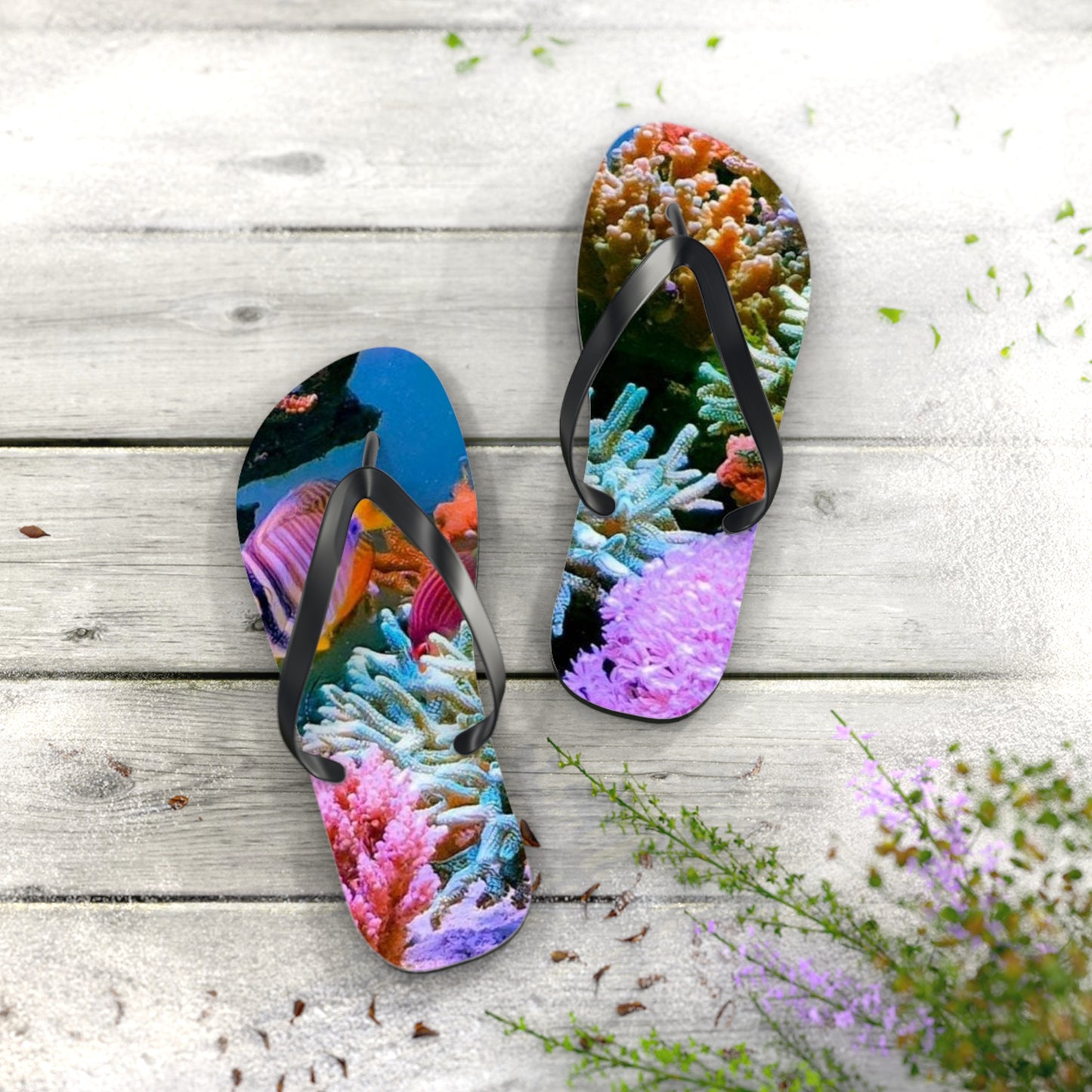 Coral Reef Summer Sandals, Beach Shoes, Vacation Flip Flops, Pool Slides