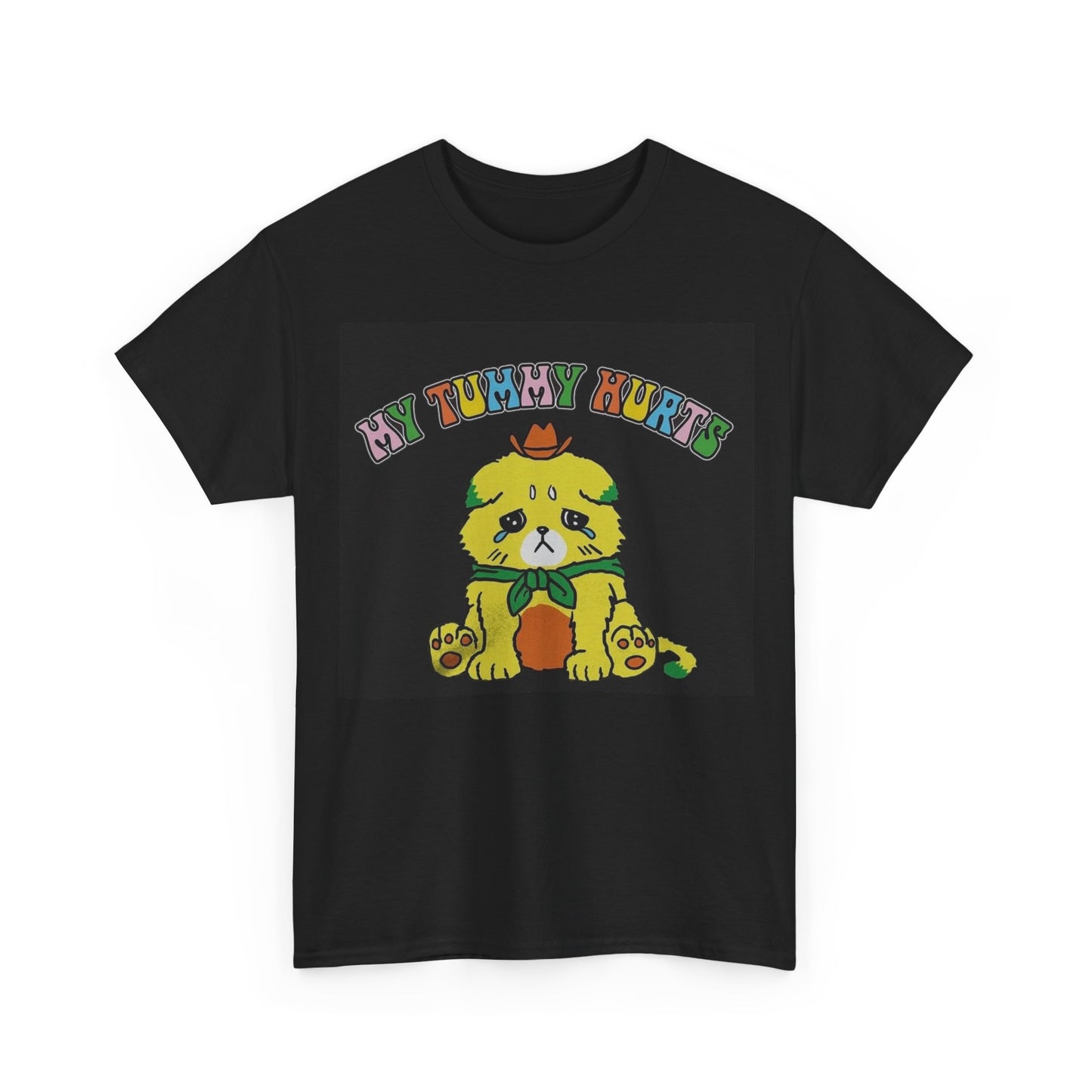 My tummy hurts T-shirt bear rainbow cute graphic funny Unisex Heavy Cotton Tee
