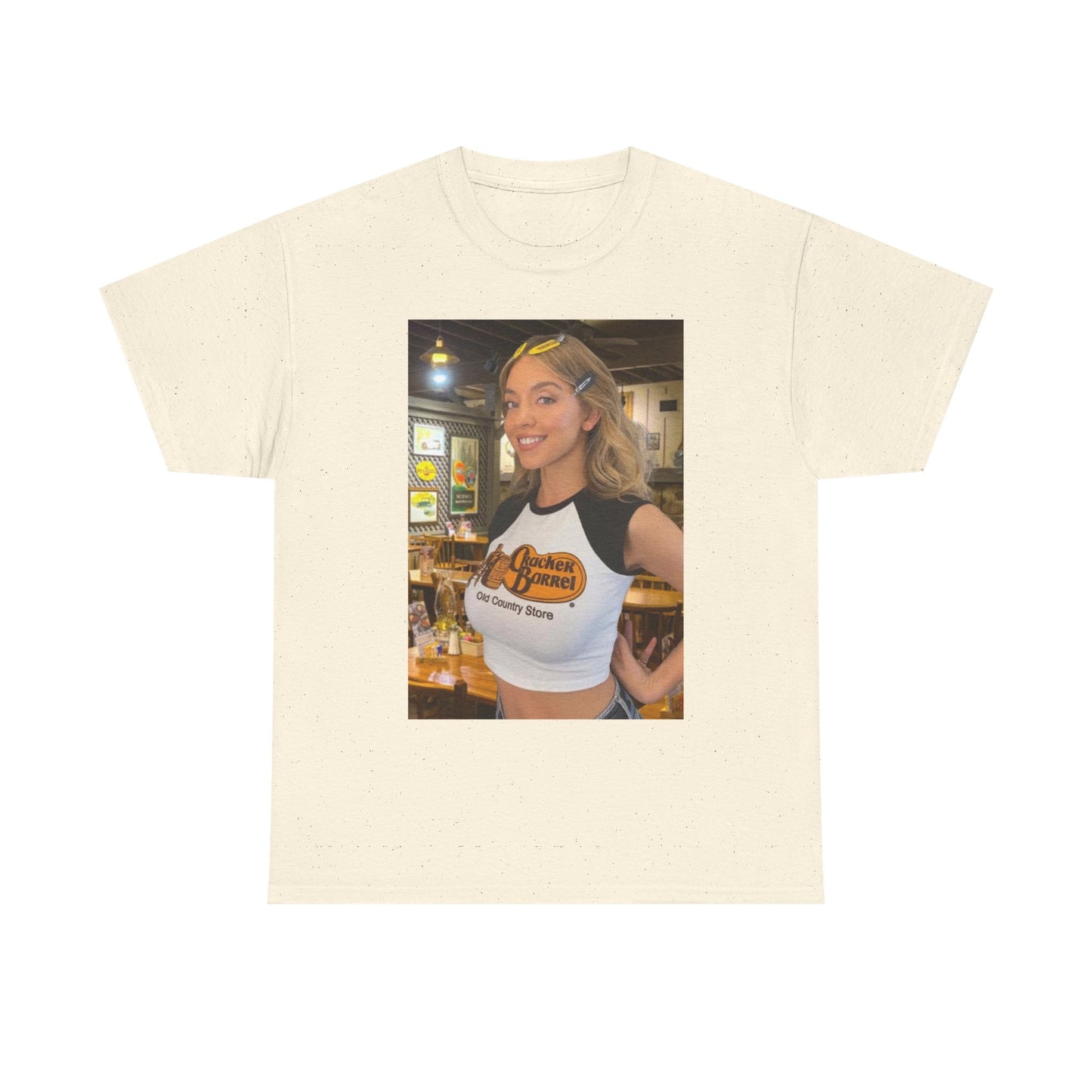 Sydney Sweeney Graphic T Shirt Cracker Barrel Funny Gift Unisex Heavy Cotton Tee