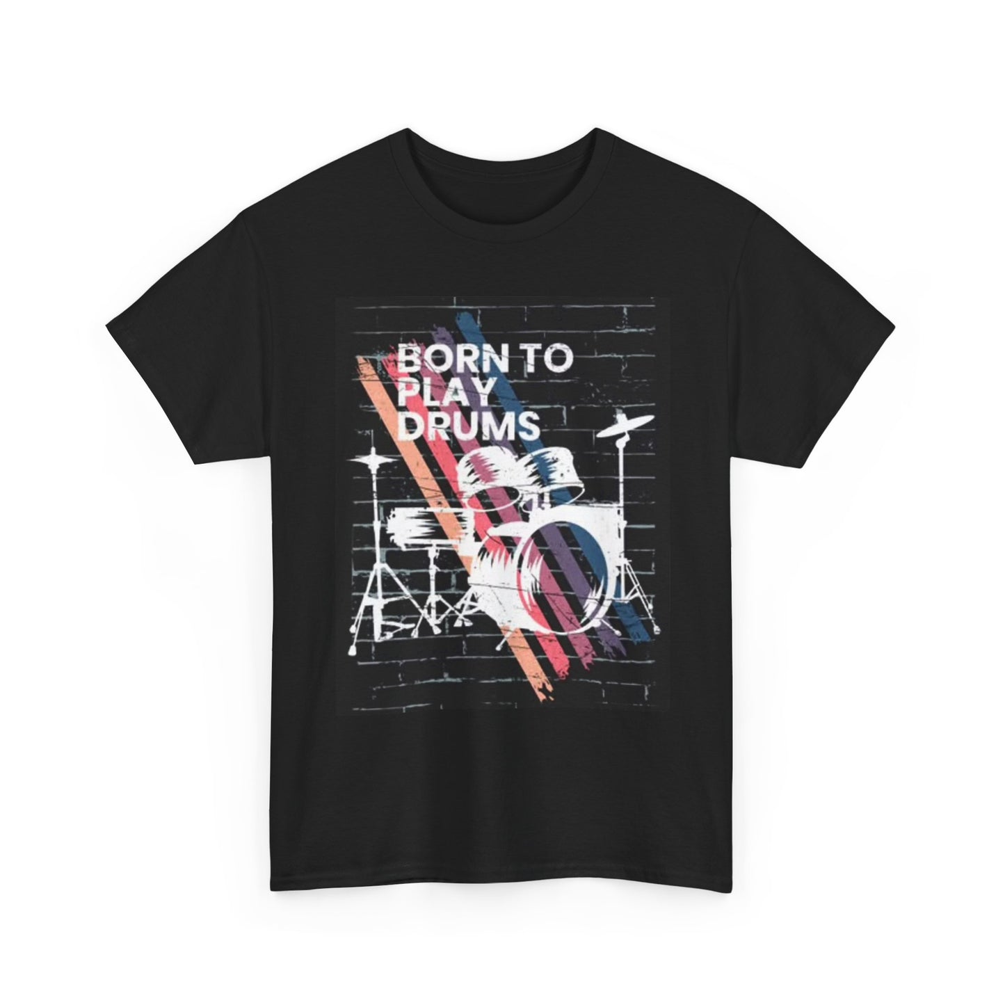 Born To Play Drums Graphic T Shirt Retro Gift Unisex Heavy Cotton Tee
