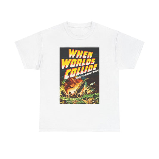 When Worlds Collide Graphic T Shirt Vintage Retro Unisex Heavy Cotton Tee