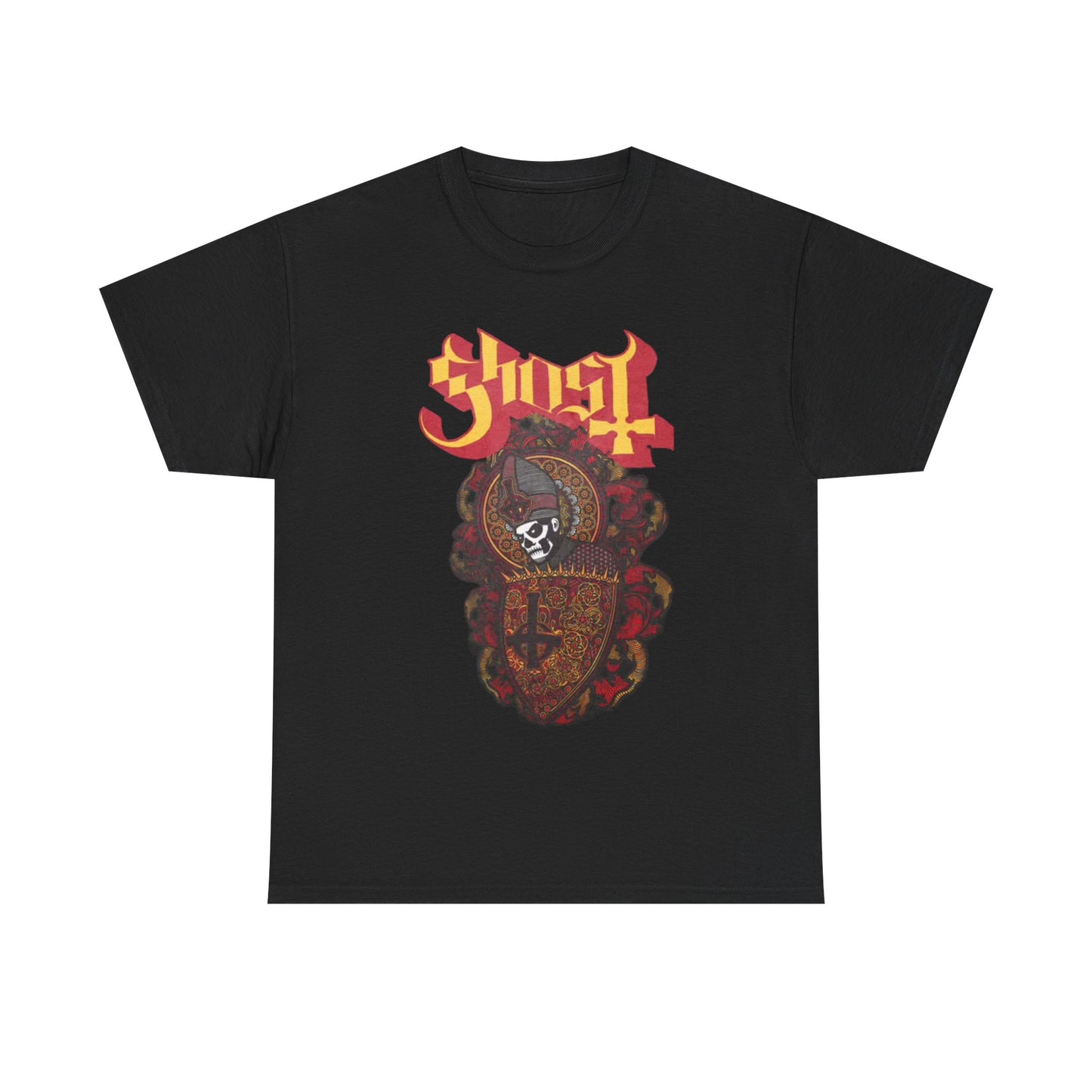 Ghost Tshirt metal band graphic here comes papa retro Unisex Heavy Cotton Tee