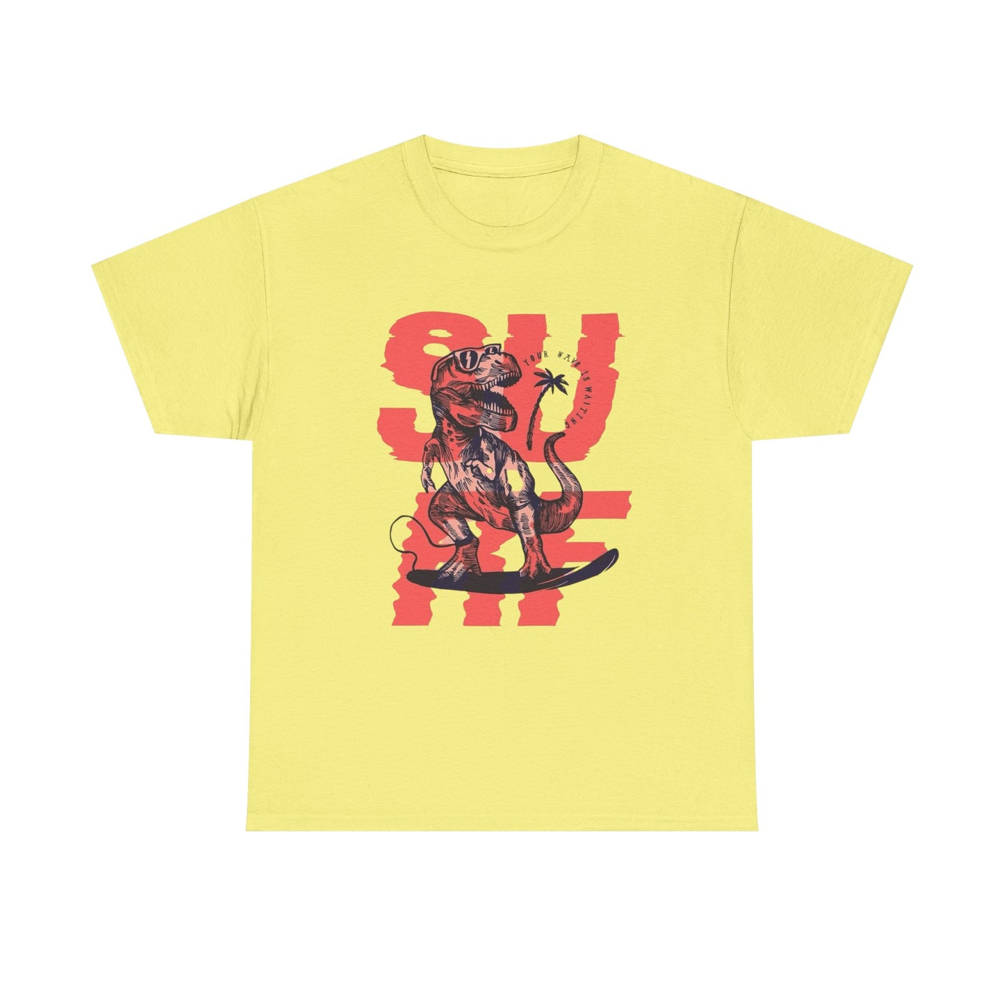 Funny Surfing Dinosaur Graphic T Shirt NEW ADULT Heavy Cotton Tee