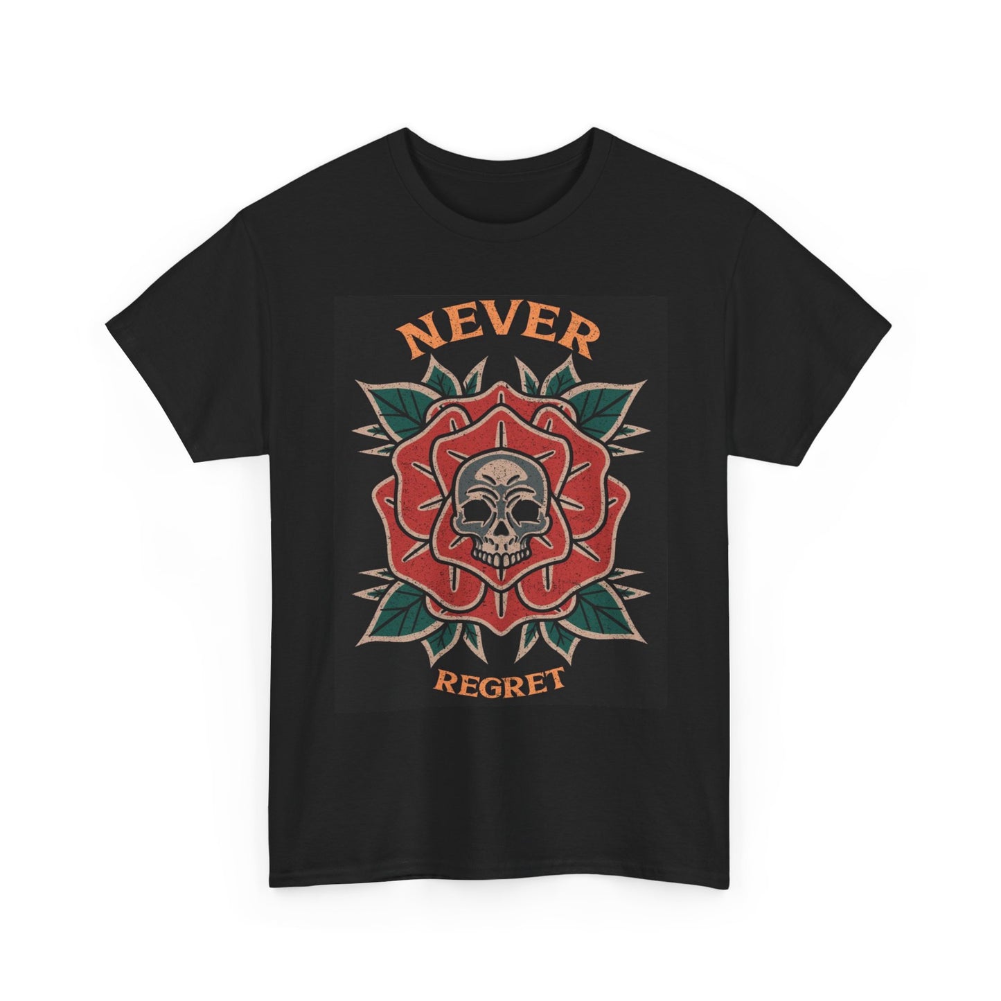 Never Regret Graphic T Shirt Sailor Jerry Rose Tattoo Unisex Heavy Cotton Tee
