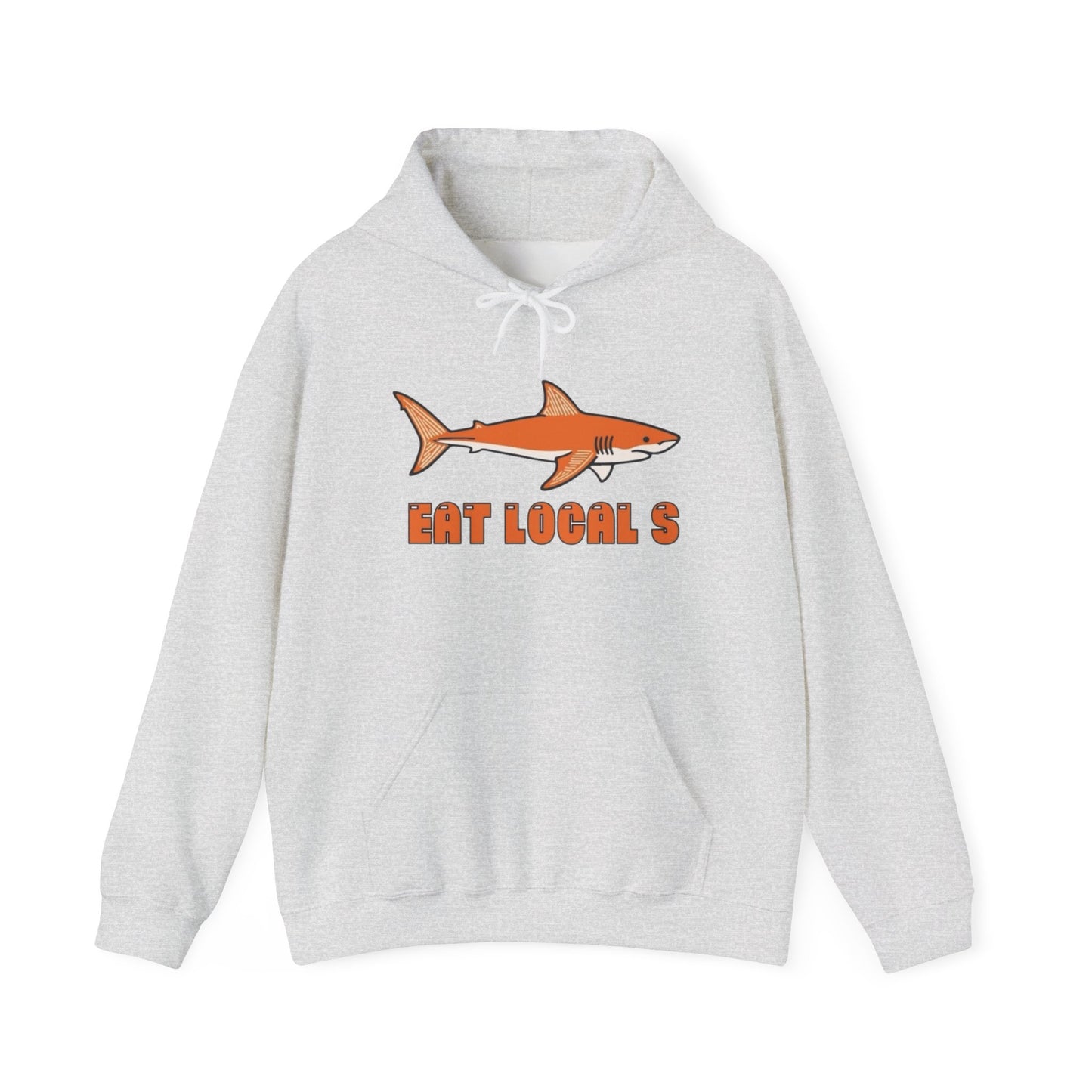 Eat Locals Funny Shark Graphic Hoodie NEW ADULT Heavy Blend™ Hooded Sweatshirt