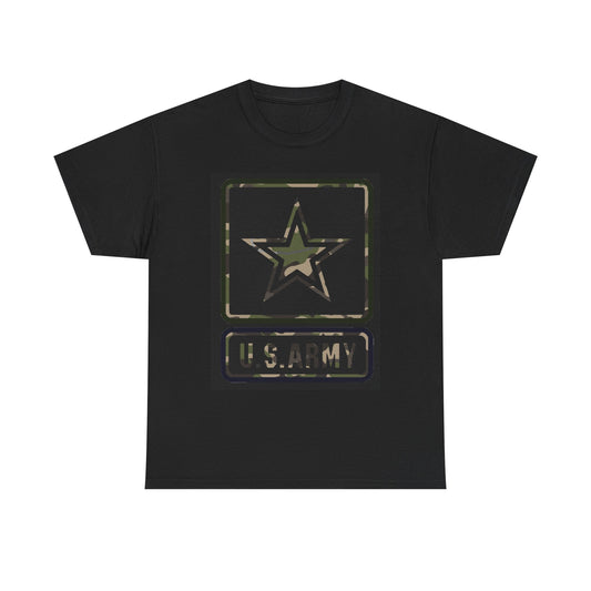 Army Graphic T Shirt Retro Camo Military America Unisex Heavy Cotton Tee
