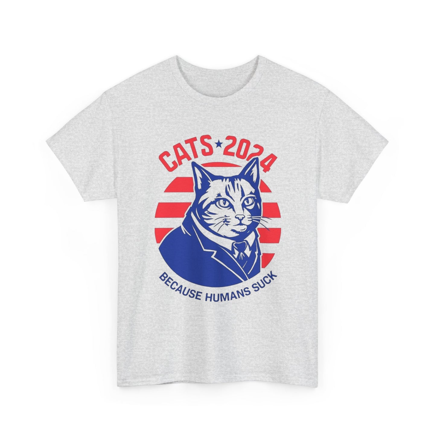 Cats 2024 Funny People Suck Graphic T Shirt Unisex Heavy Cotton Tee NEW