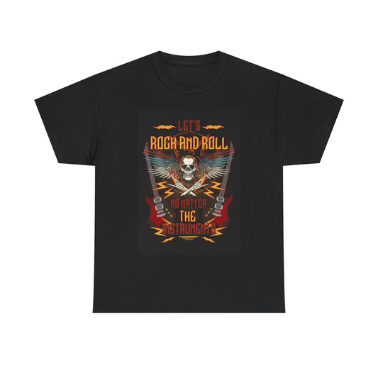 Guitar Rock and Roll T shirt Guitarist Musician Retro Unisex Heavy Cotton Tee