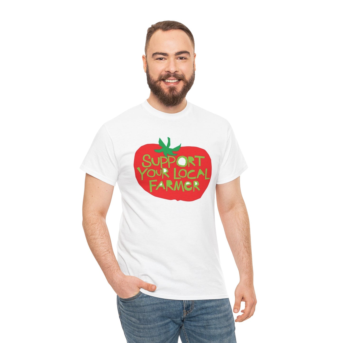 Support Your Local Farmer Graphic T Shirt Men's Heavy Cotton Tee