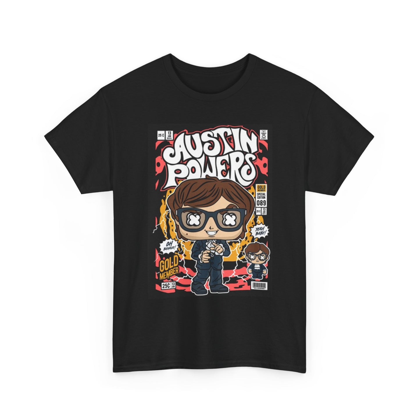 Austin Powers Cartoon Graphic T Shirt Funny Movie Tee
