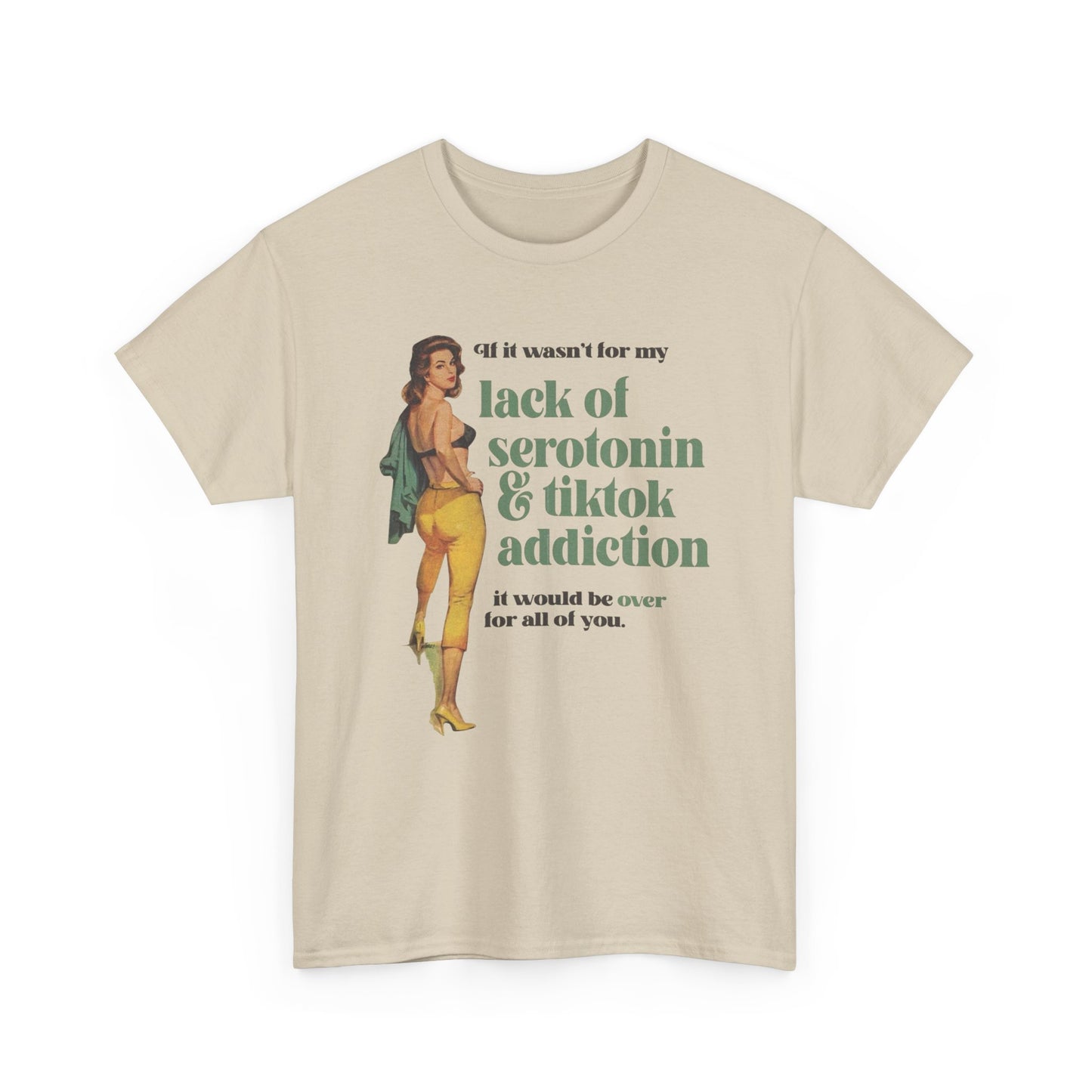 Lack Of Serotonin And Tik Tok Addiction Graphic T-Shirt Women's Comfy Cotton Tee