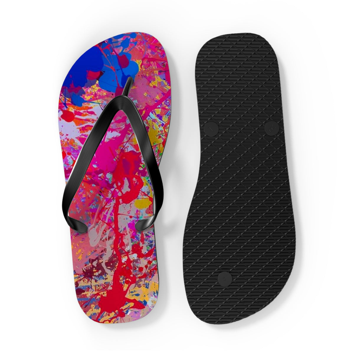 Paint Splatter Beach Sandals, Slides for Summer, Flip Flops, Water Resistant