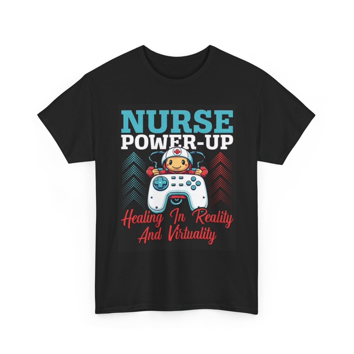 Nurse Power Up Shirt Funny CNA Hospital Gamer Graphic Unisex Heavy Cotton Tee