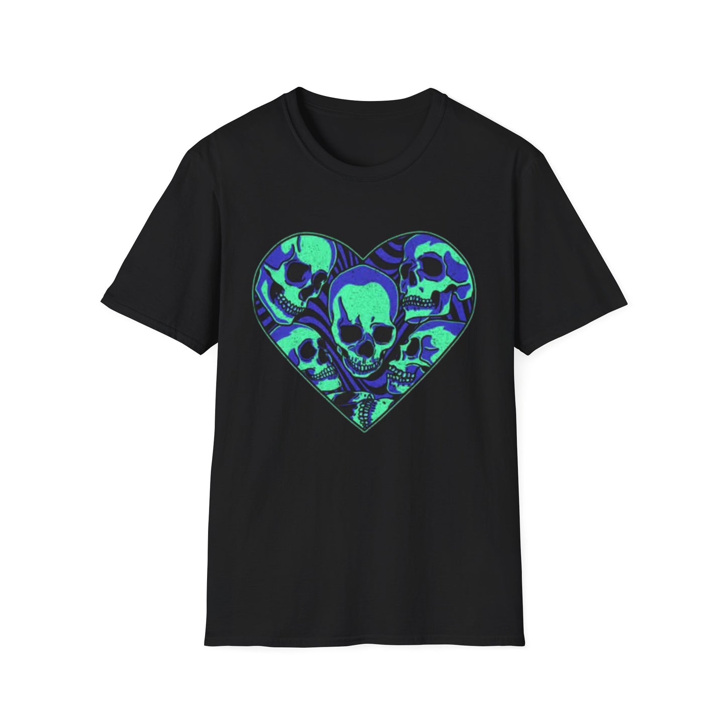 Death Heart Graphic T Shirt Retro Skeleton Unisex Softstyle T-Shirt