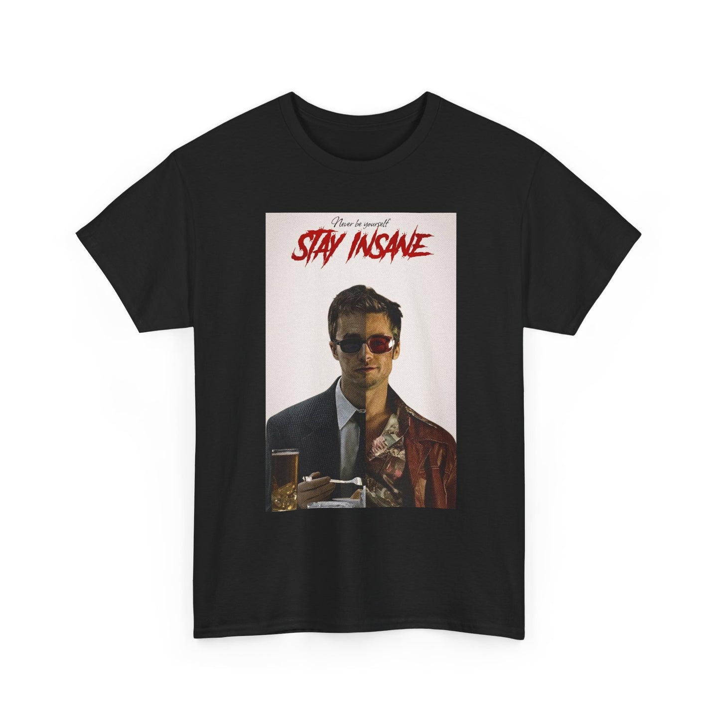 Fight Club Vintage Stay Insane Graphic T Shirt NEW ADULT Unisex Heavy Cotton Tee