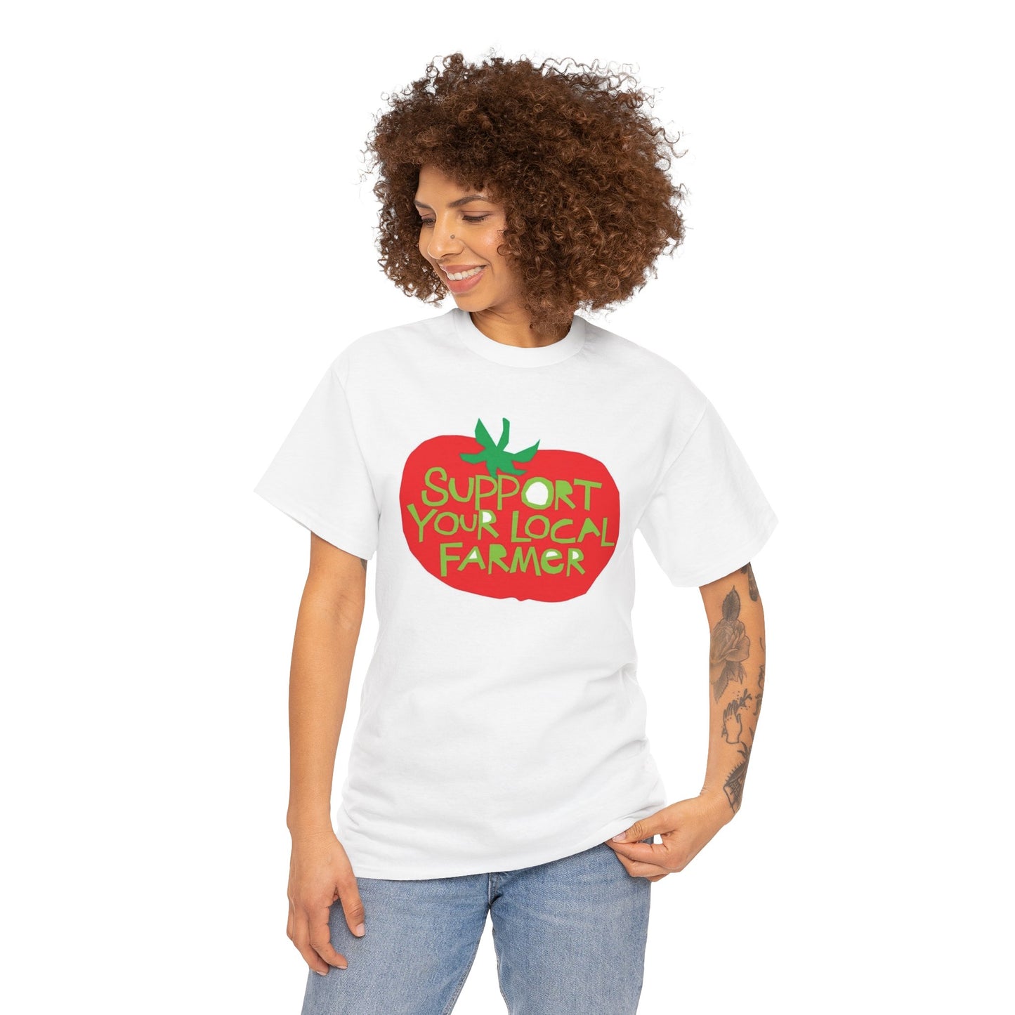 Support Your Local Farmer Graphic T Shirt Men's Heavy Cotton Tee